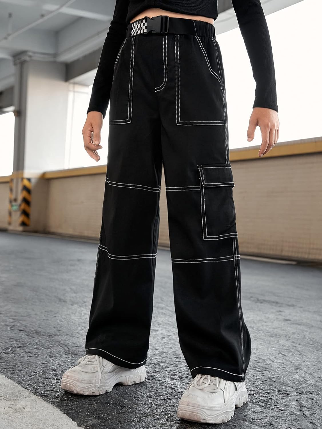 Sturdy High Waist Cargo Pants for Girls
