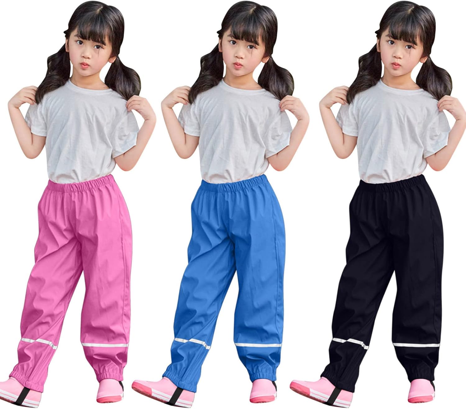 Toddlers Rain Pants Waterproof Reflective Rain Wear for Kids