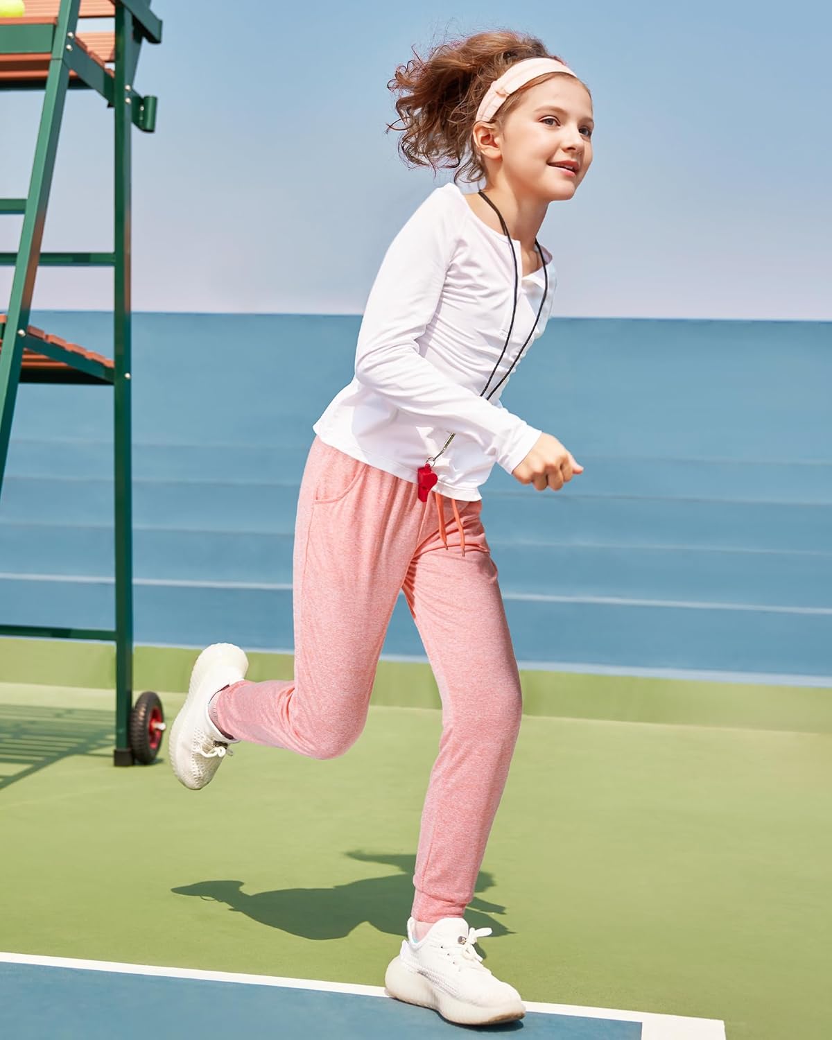 Auranso Quick-Dry Athletic Pants for Girls with Pockets and Drawstring