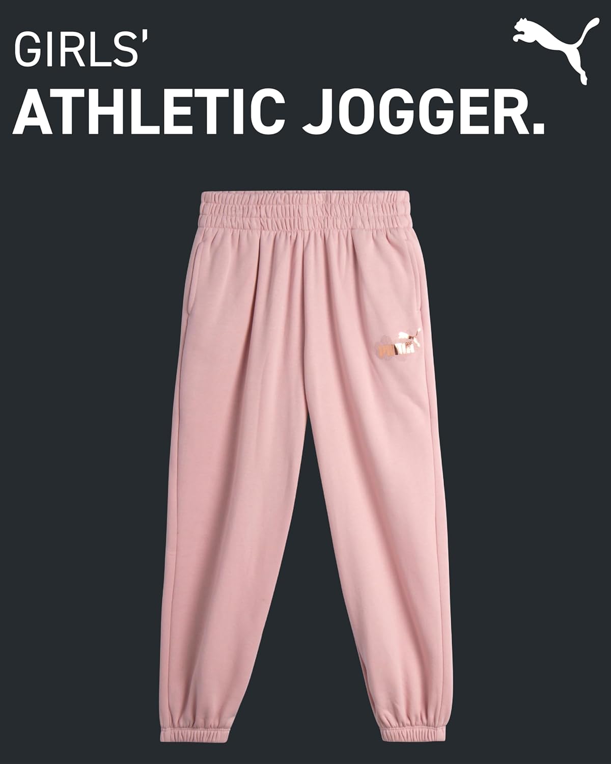 PUMA Girls Fleece Jogger Pants Side Pockets Baggy Fit S-XL