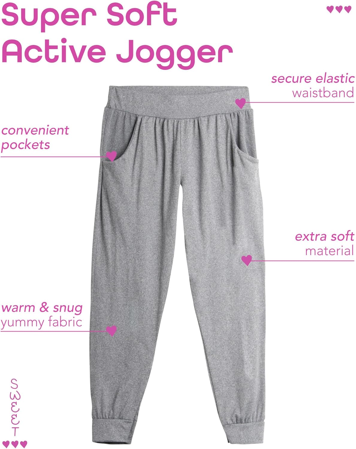 Sweet Hearts Girls Sweatpants 3 Pack