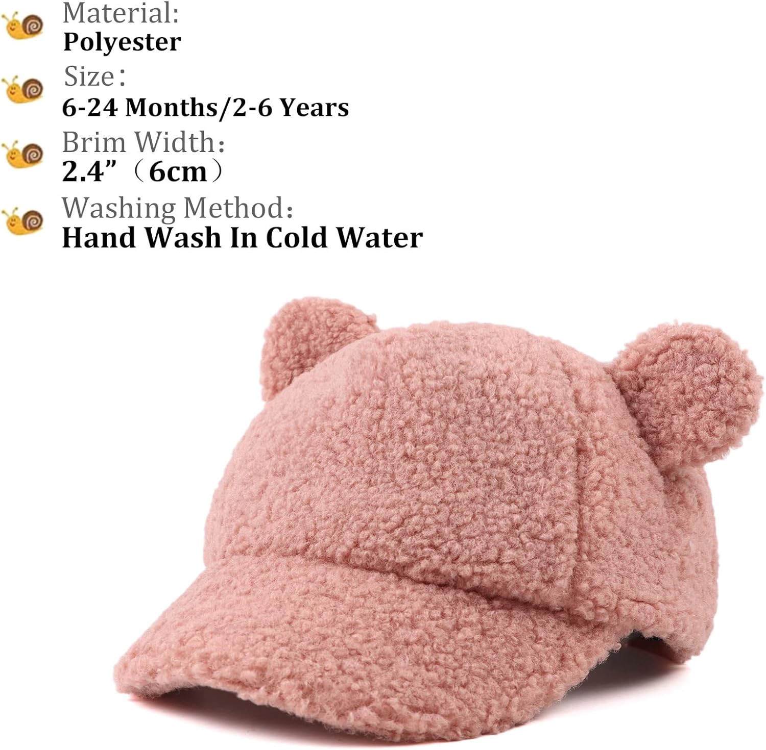 Winter Fleece Baseball Cap for Babies - Soft Warm for Toddler Kids