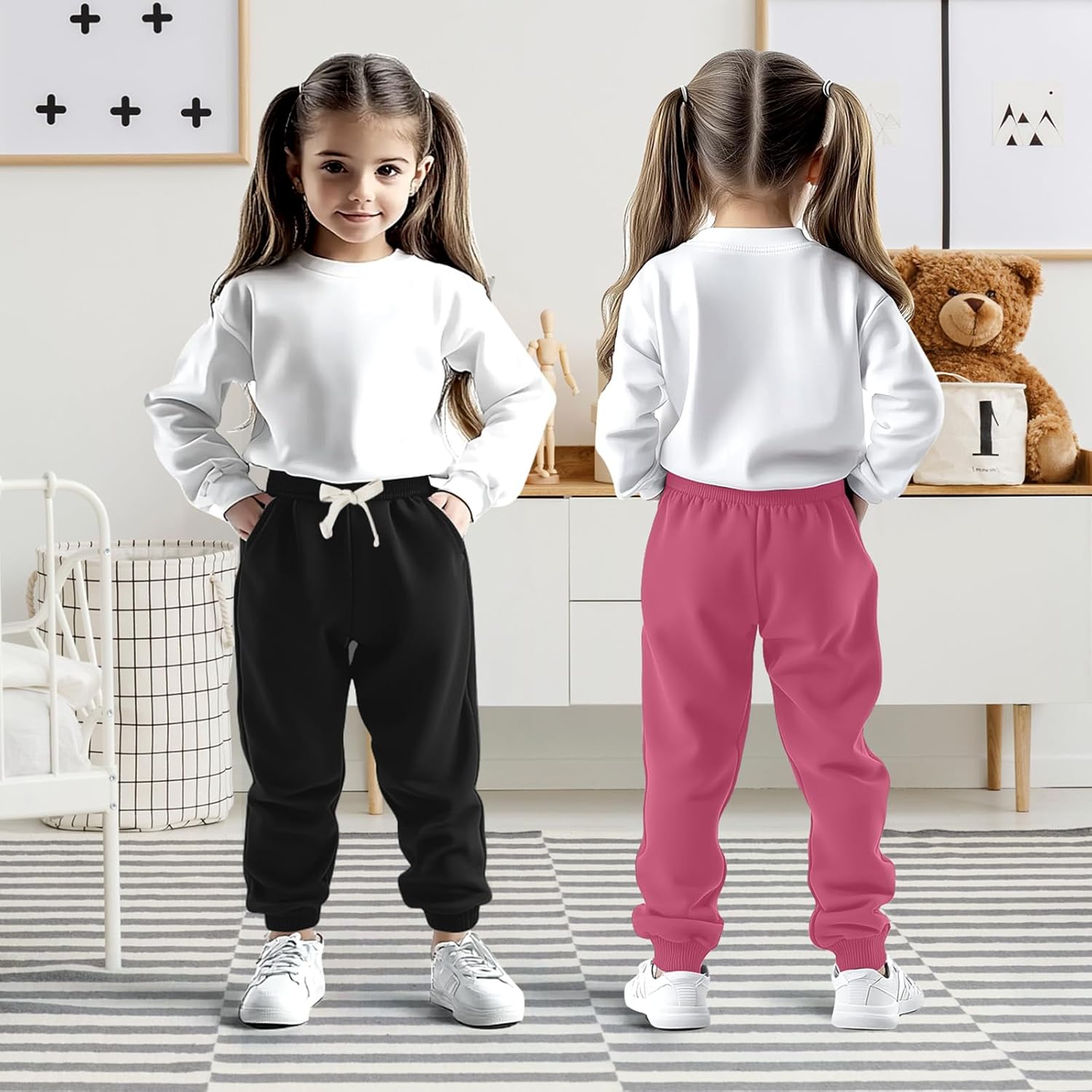Silkfly 4-Pack Boys Girls sweatpants with pockets for kids