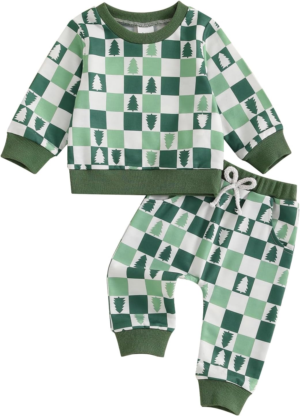 Hnyenmcko Christmas Baby Boys Set Stretchy Soft Santa Print