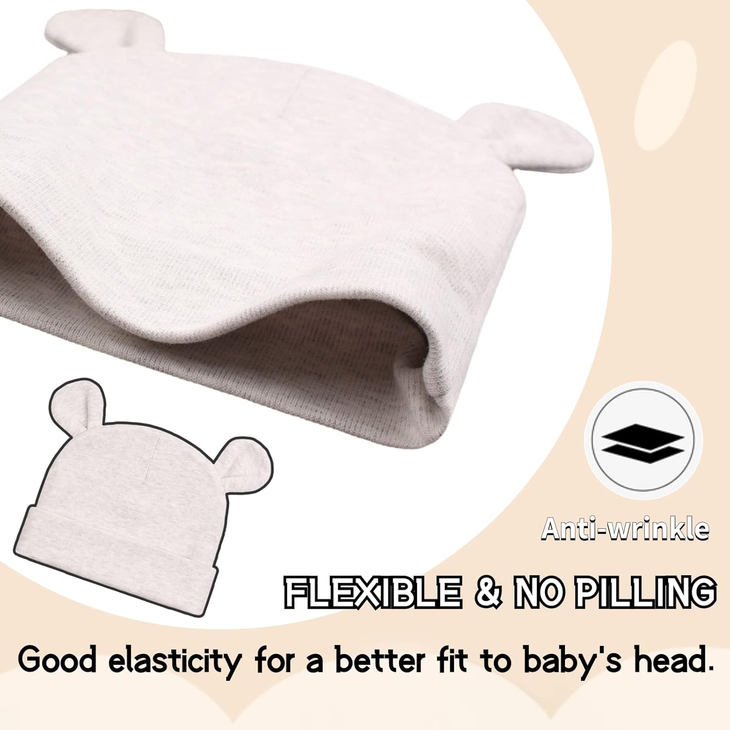 Snug Bear Ear Baby Hat for 0-6 Months
