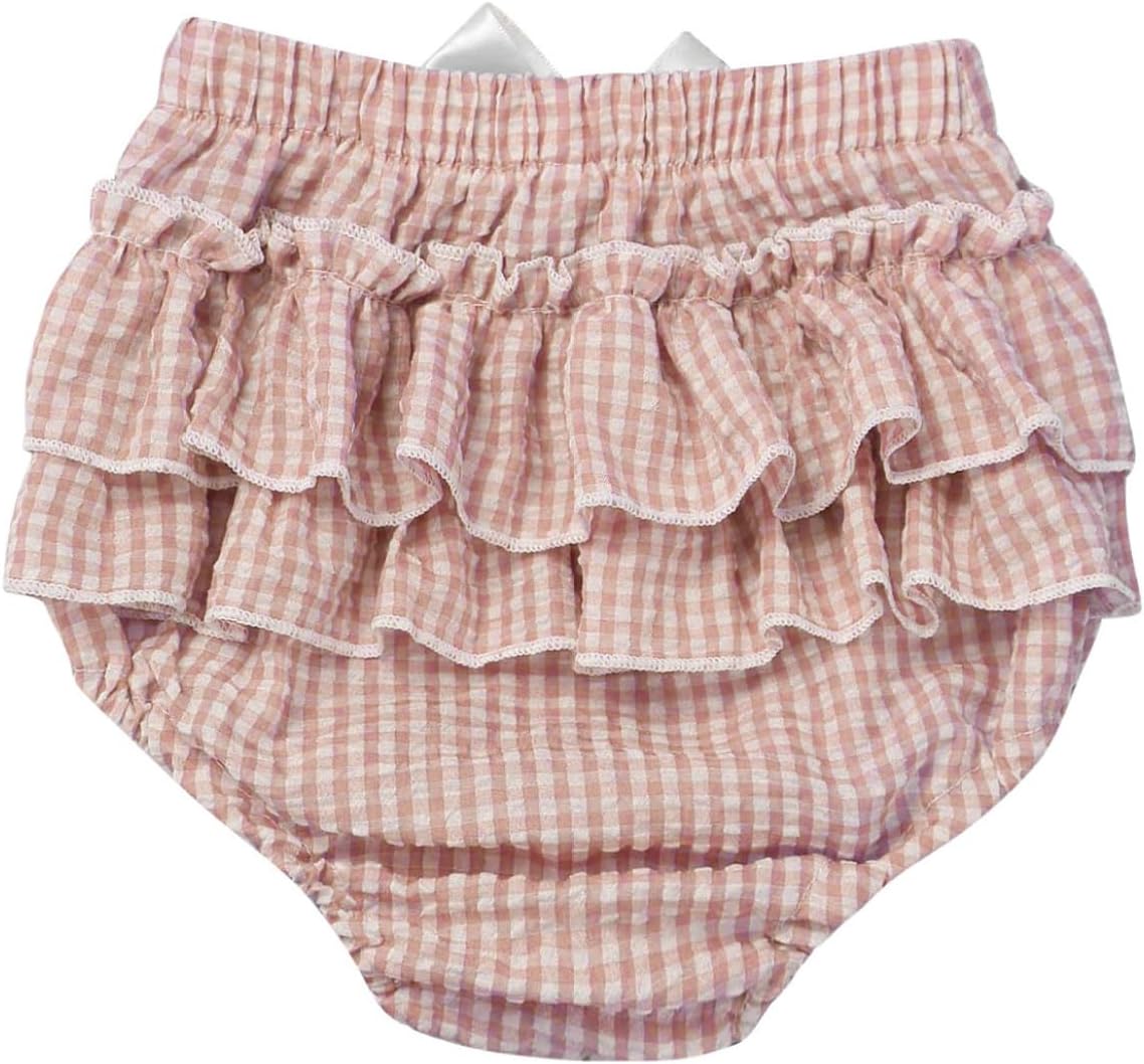 Yartina Infant Baby Ruffled Plaid Diaper Cover Shorts