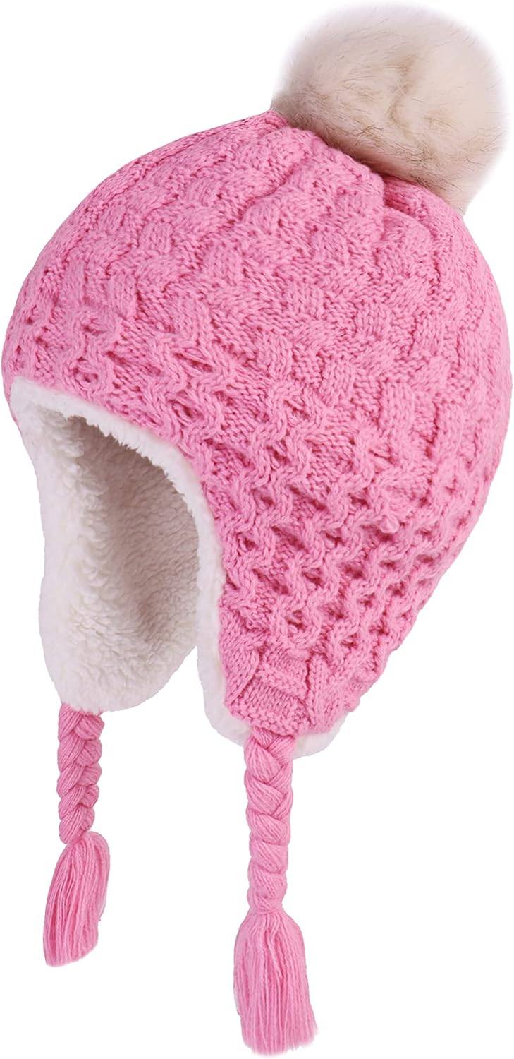 LANGZHEN Winter Fleece Beanie for Toddler Kids