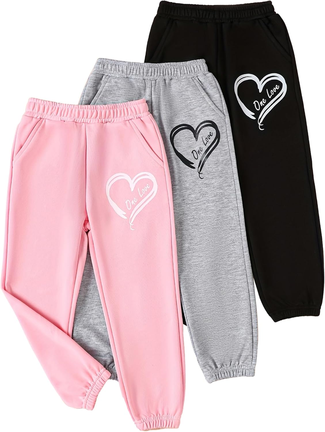 Girls 3 Pcs Letter Graphic Print Sweatpants Joggers 4-14