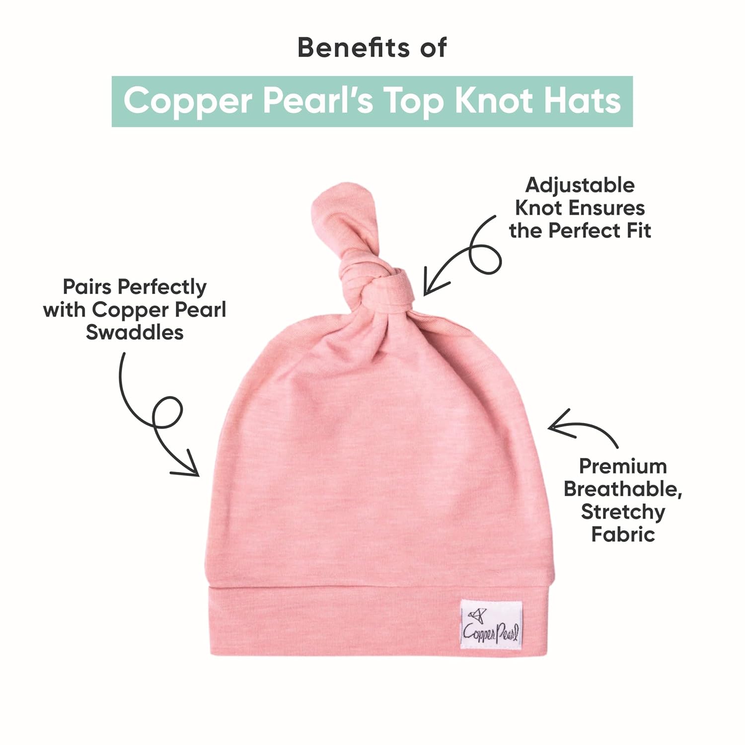 Copper Pearl Baby Beanie Hat Top Knot