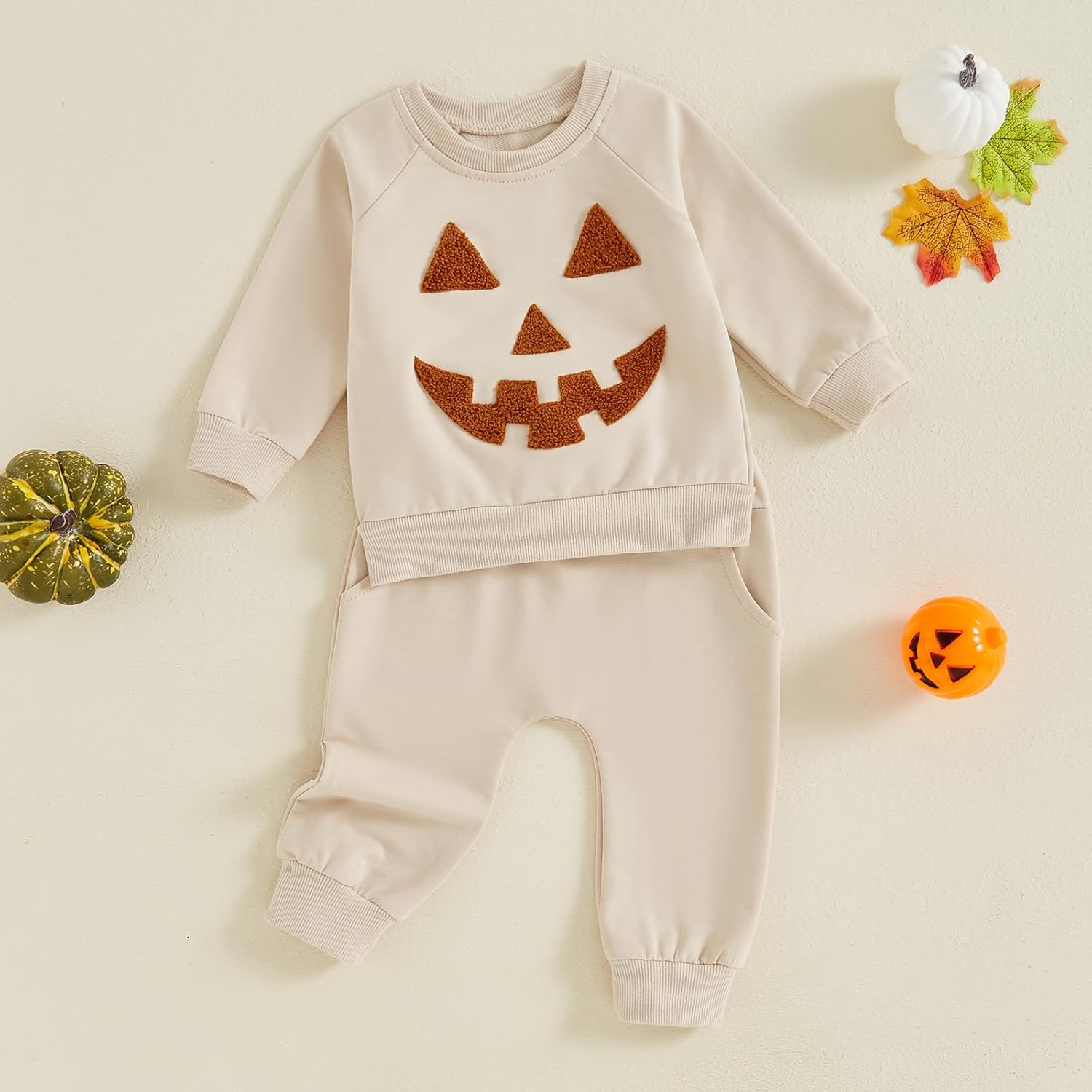 Toddler Halloween pumpkin sweatshirt pants for boys and girls