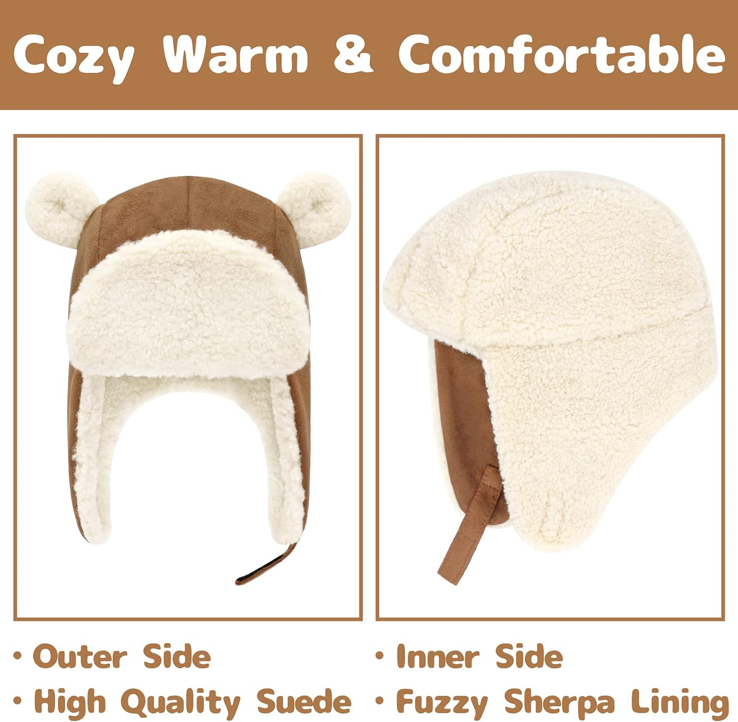 Faux Suede Sherpa Toddler Hat