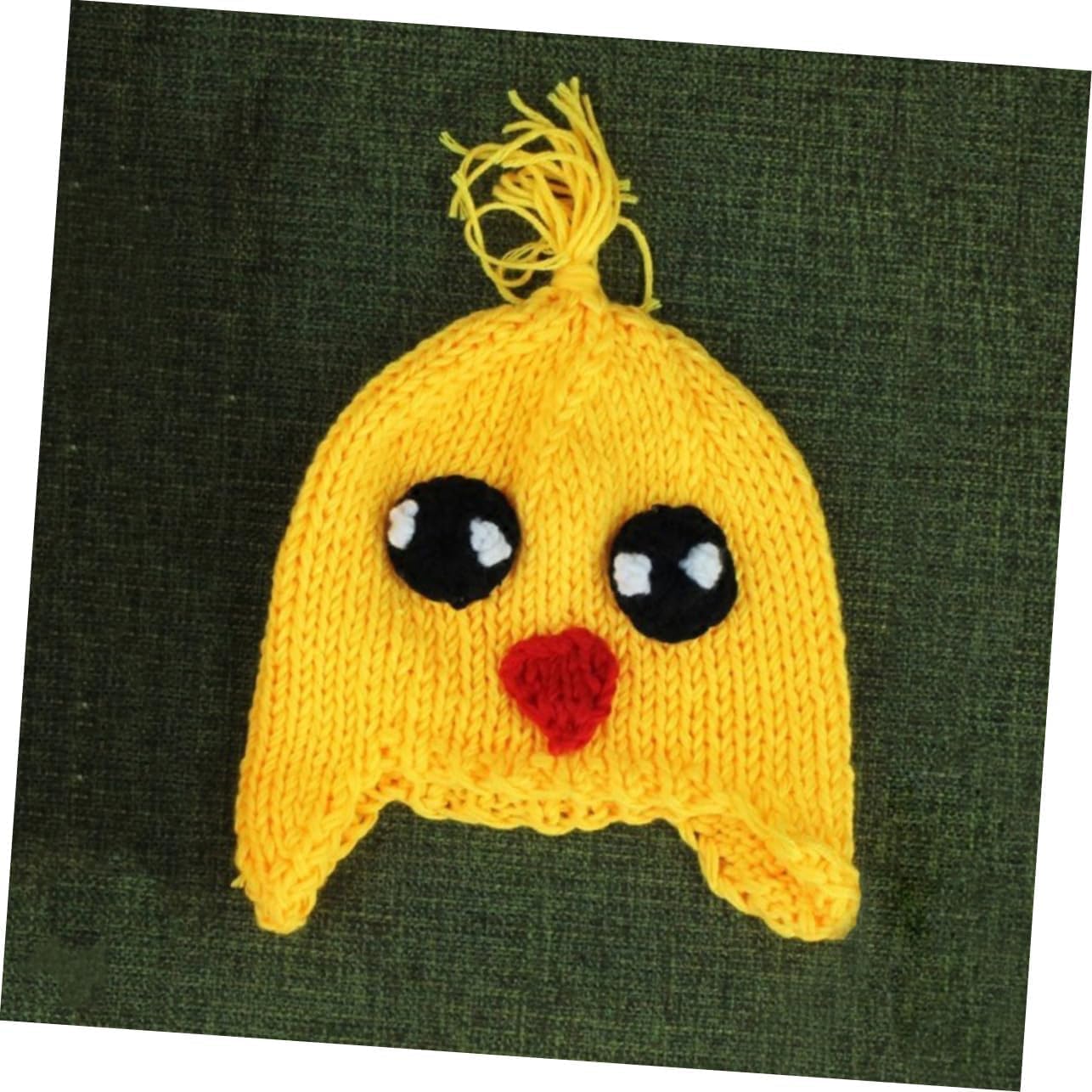 Baby Boy Girl Knitted Winter Hat Handmade Crochet Cotton Polyester Blend Yellow