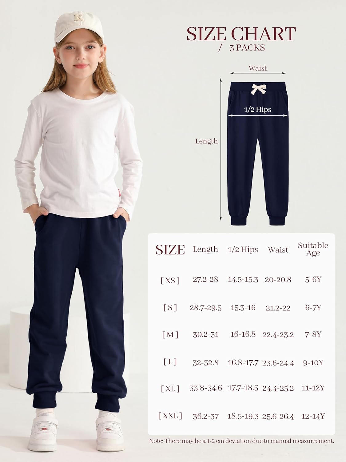 HXP 3-Piece Girls Sweatpants Set