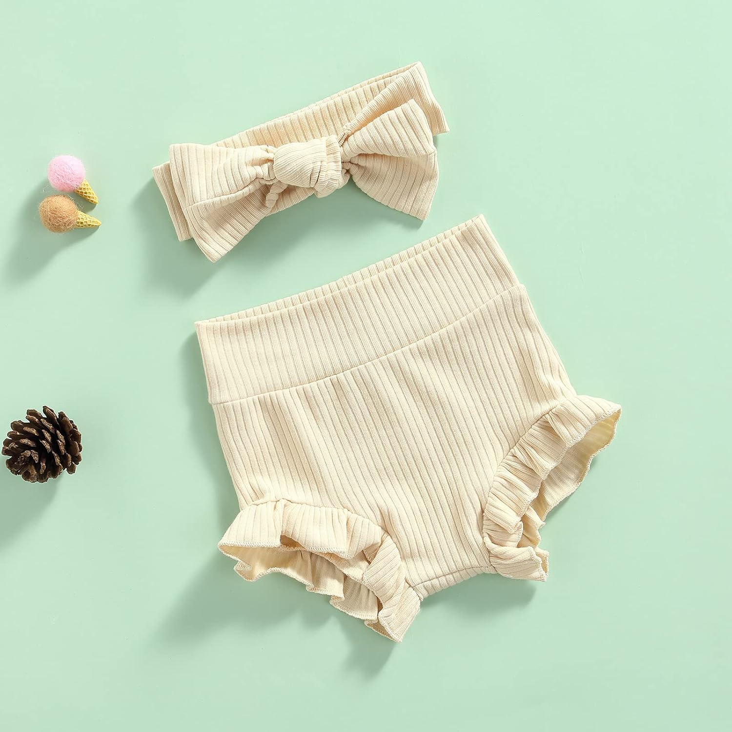 Lefyira - Soft Elastic Baby Bloomers with Ruffle Top