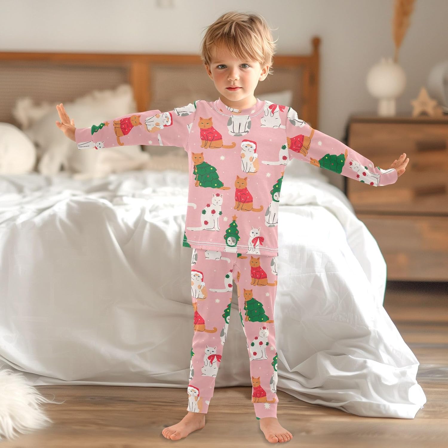 WIFIU 2 Piece Long Sleeve Pajama Set for Kids
