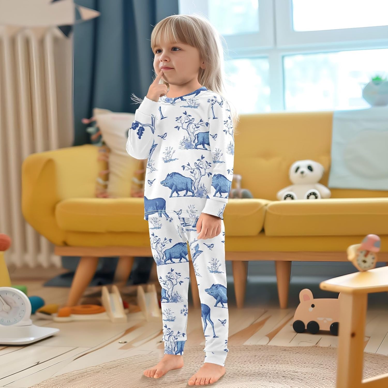 WIFIU Pajama Set Long Sleeve Top and Pants 1