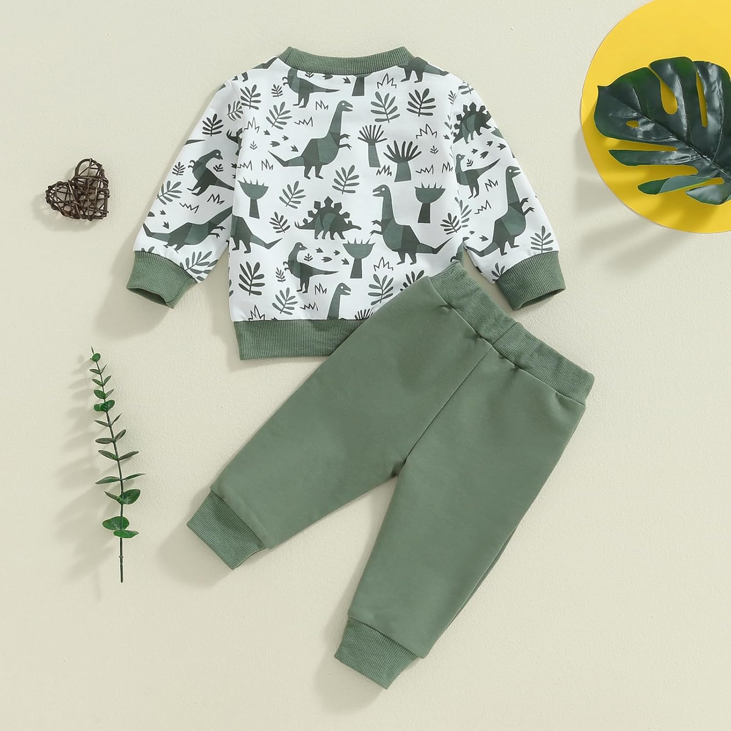 Toddler Boy Dinosaur Printed Fall Outfit Set