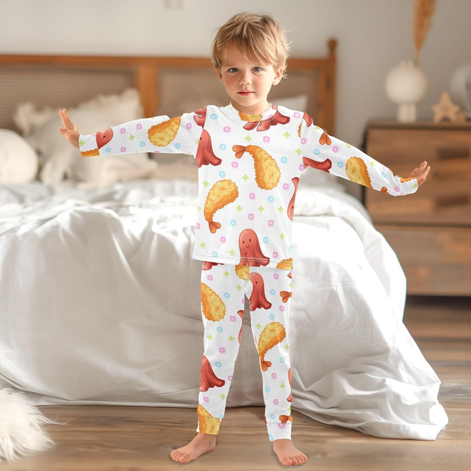 WIFIU Pajama Sets Long Sleeve 2 Piece Sleepwear for Kids