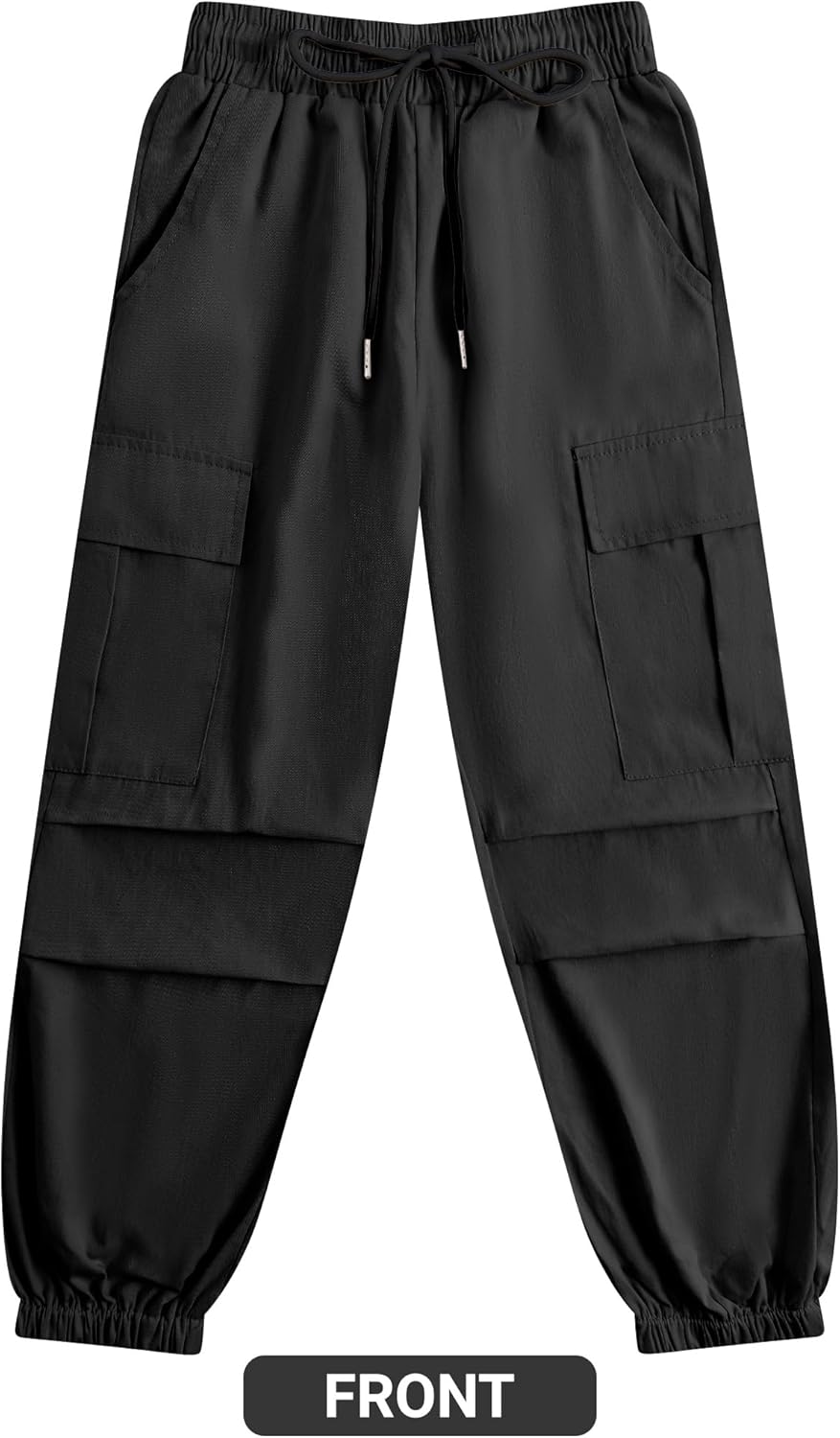 JiAmy Girls Cargo Pants Elastic High Waist Drawstring Jogger