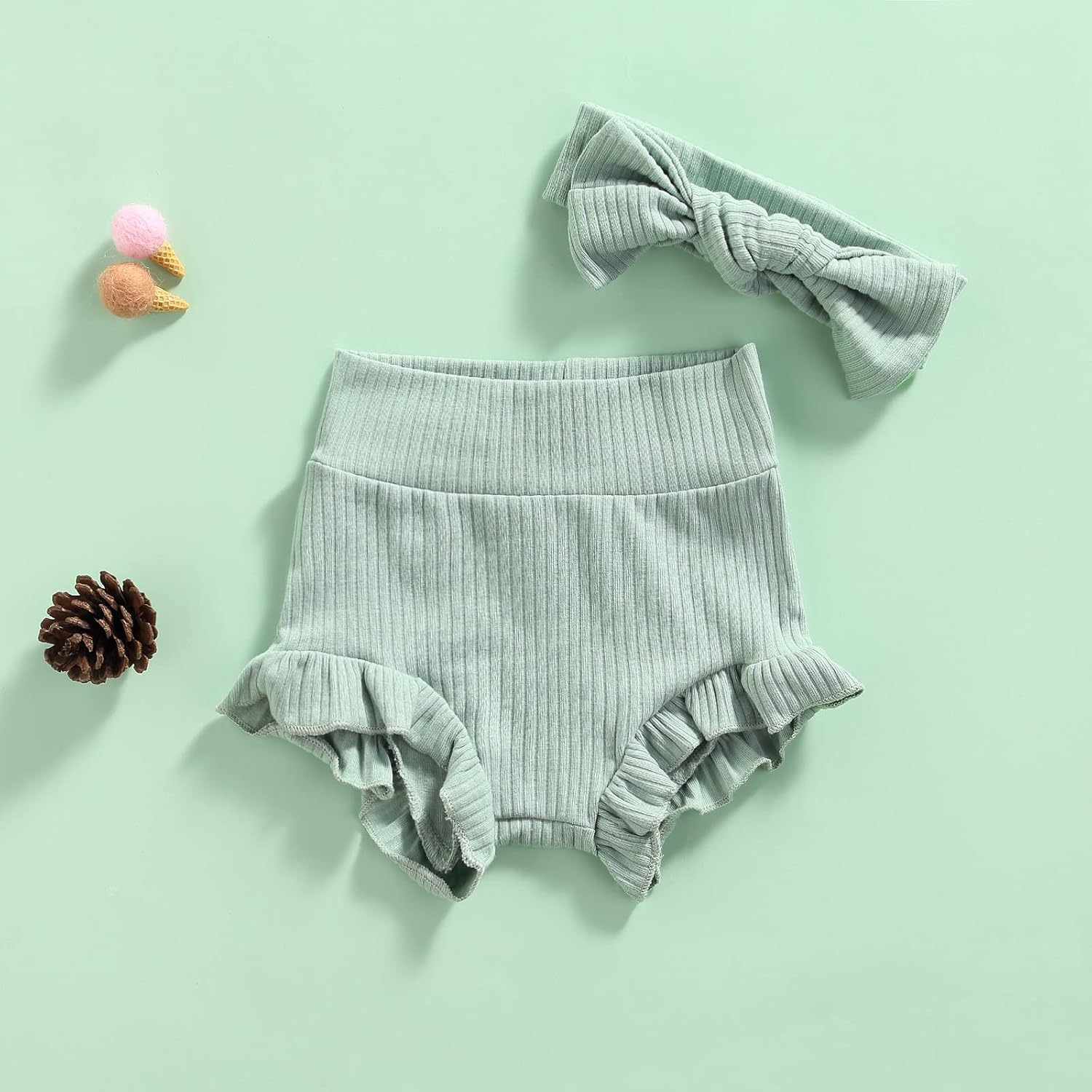 Uobettsly Newborn Boy Girl Ruffle Bloomers Set