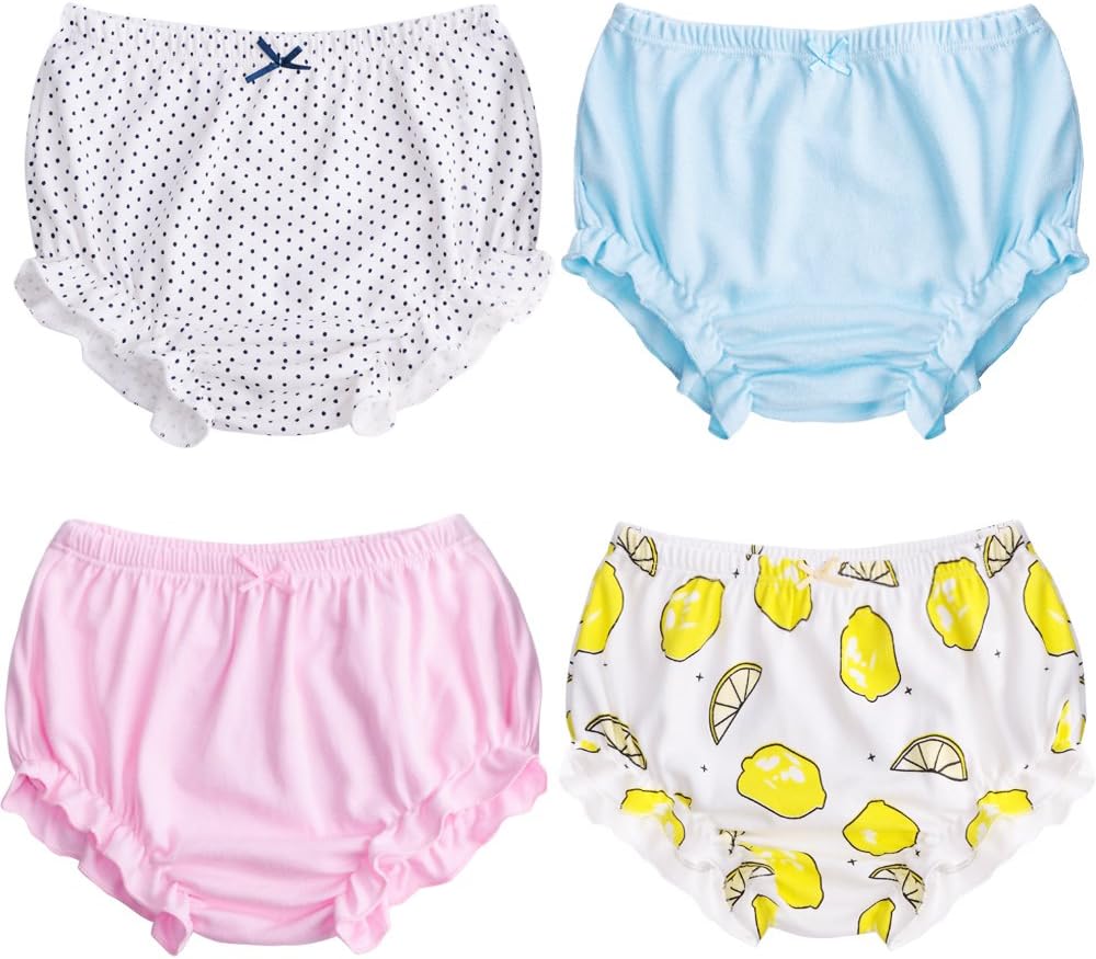Cute Baby Diaper Covers for Girls - 4 Piece Set with Ruffle Design