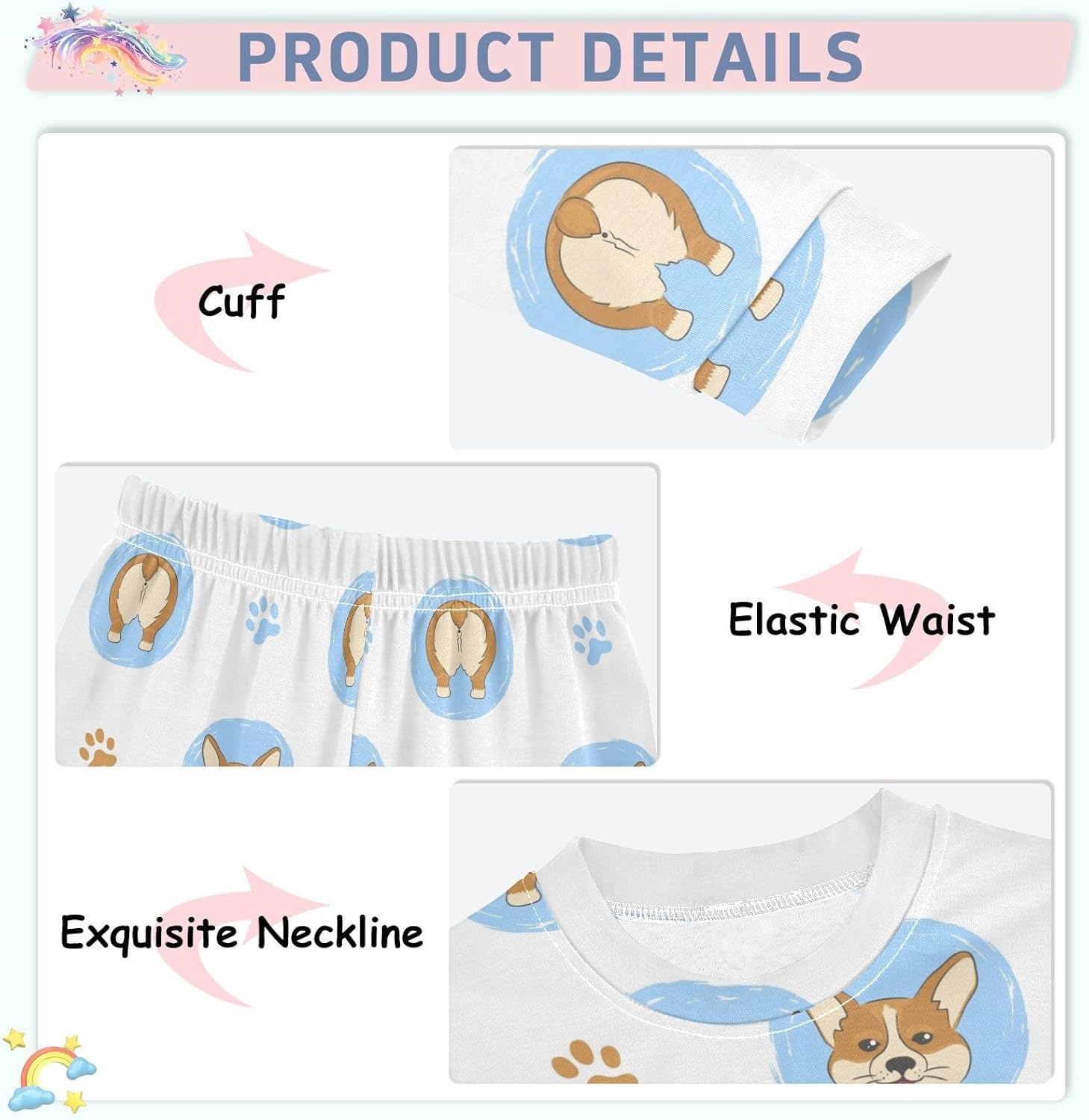 WIFIU Girls Pajama Set 2 Piece Soft Cotton Sleepwear