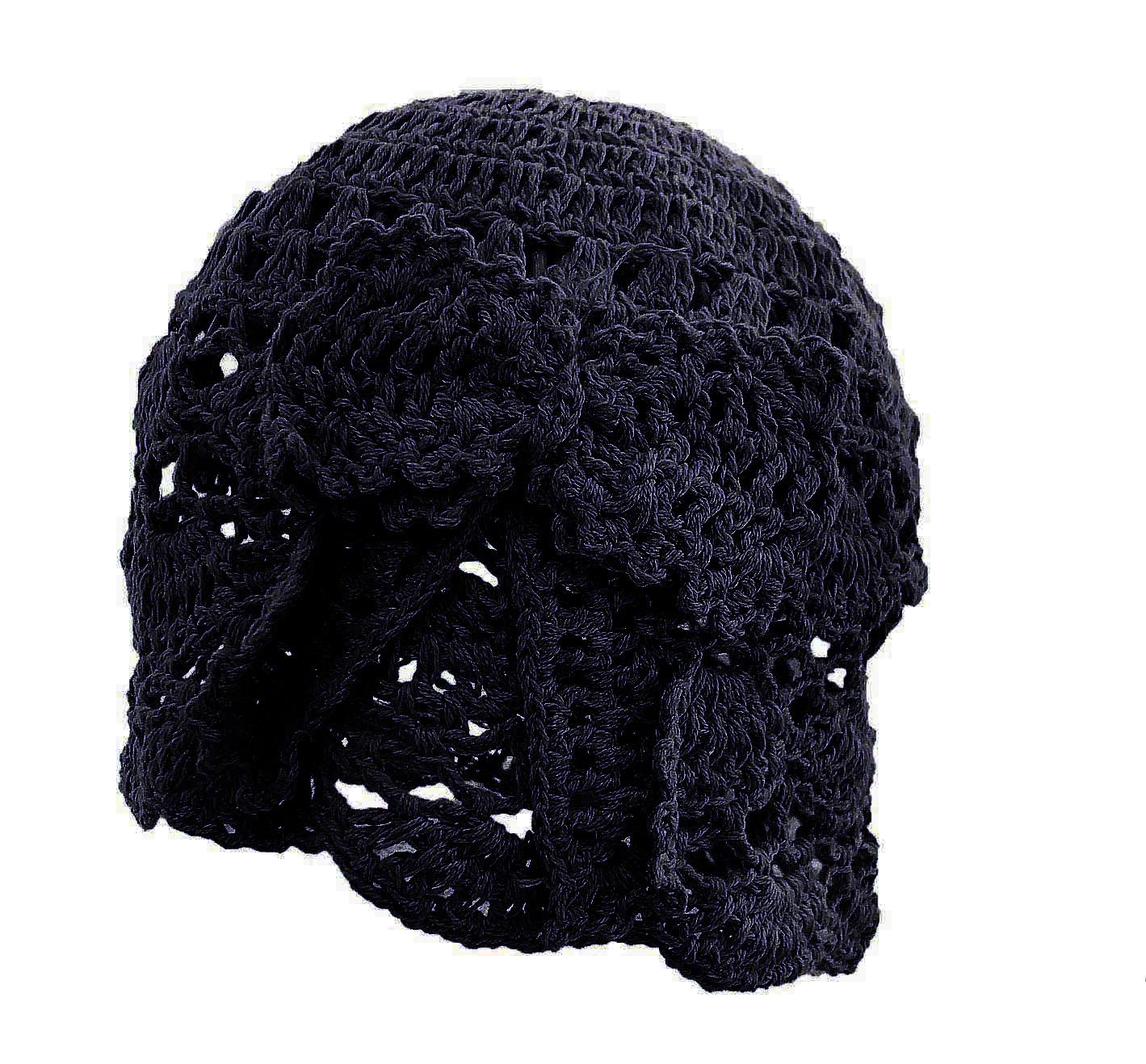 BIBITIME Crochet Bucket Hat with Bow Handmade Soft Headband for Women