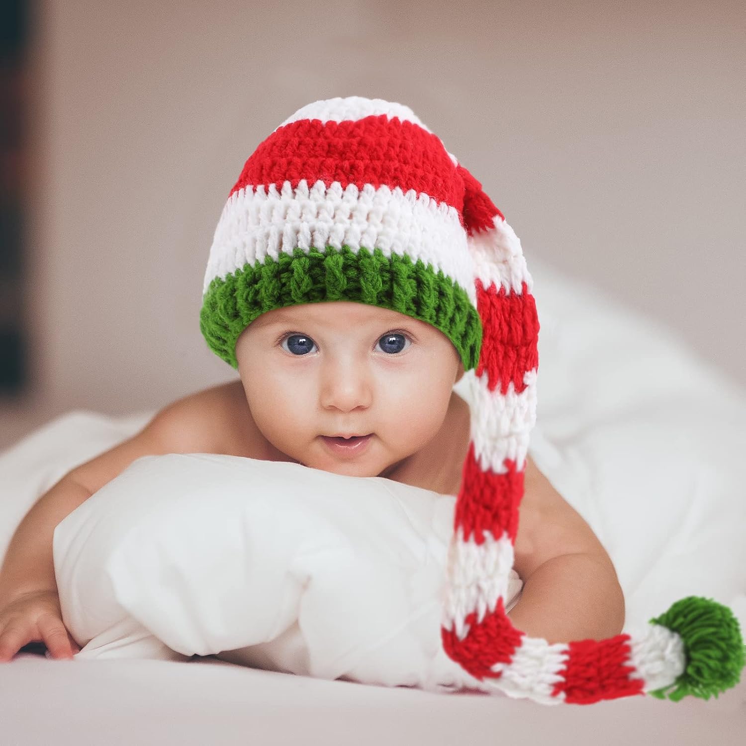Jiuguva 3-Piece Baby Crochet Beanie Set for Infants