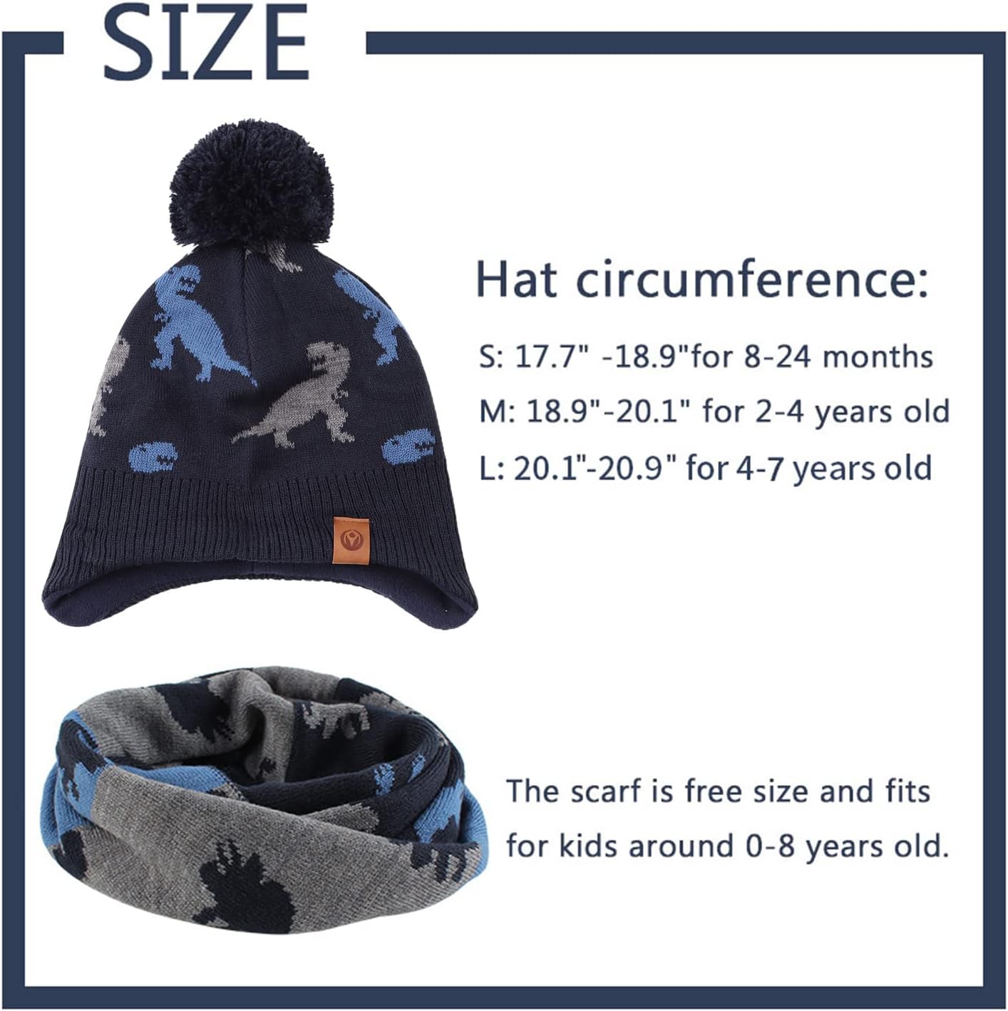 JANGANNSA Knitted Baby Hat Scarf Set with Pom-Pom