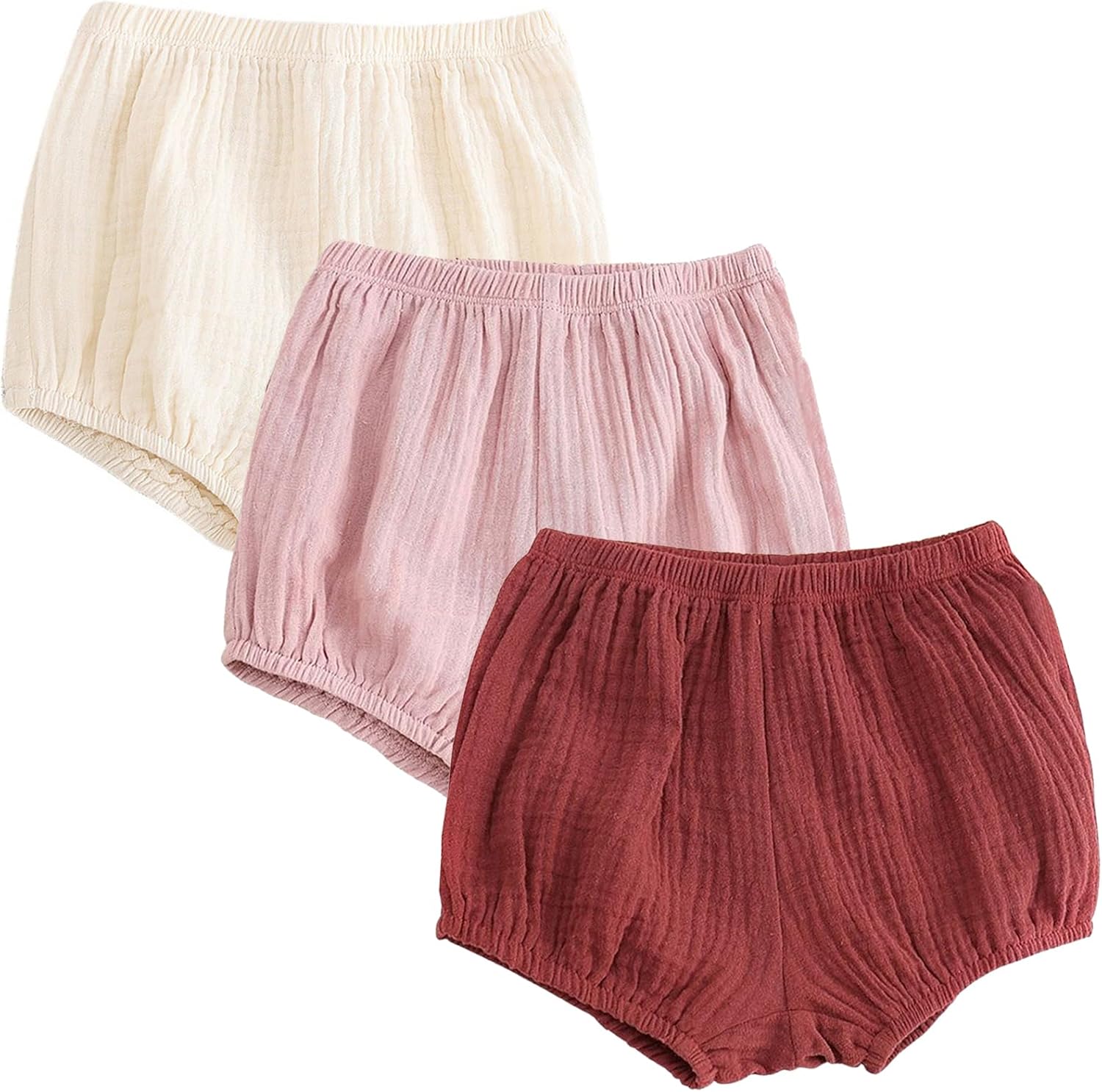 EISHOW Child 3-Piece Cotton Linen Bloomers DiaperCover Underwear