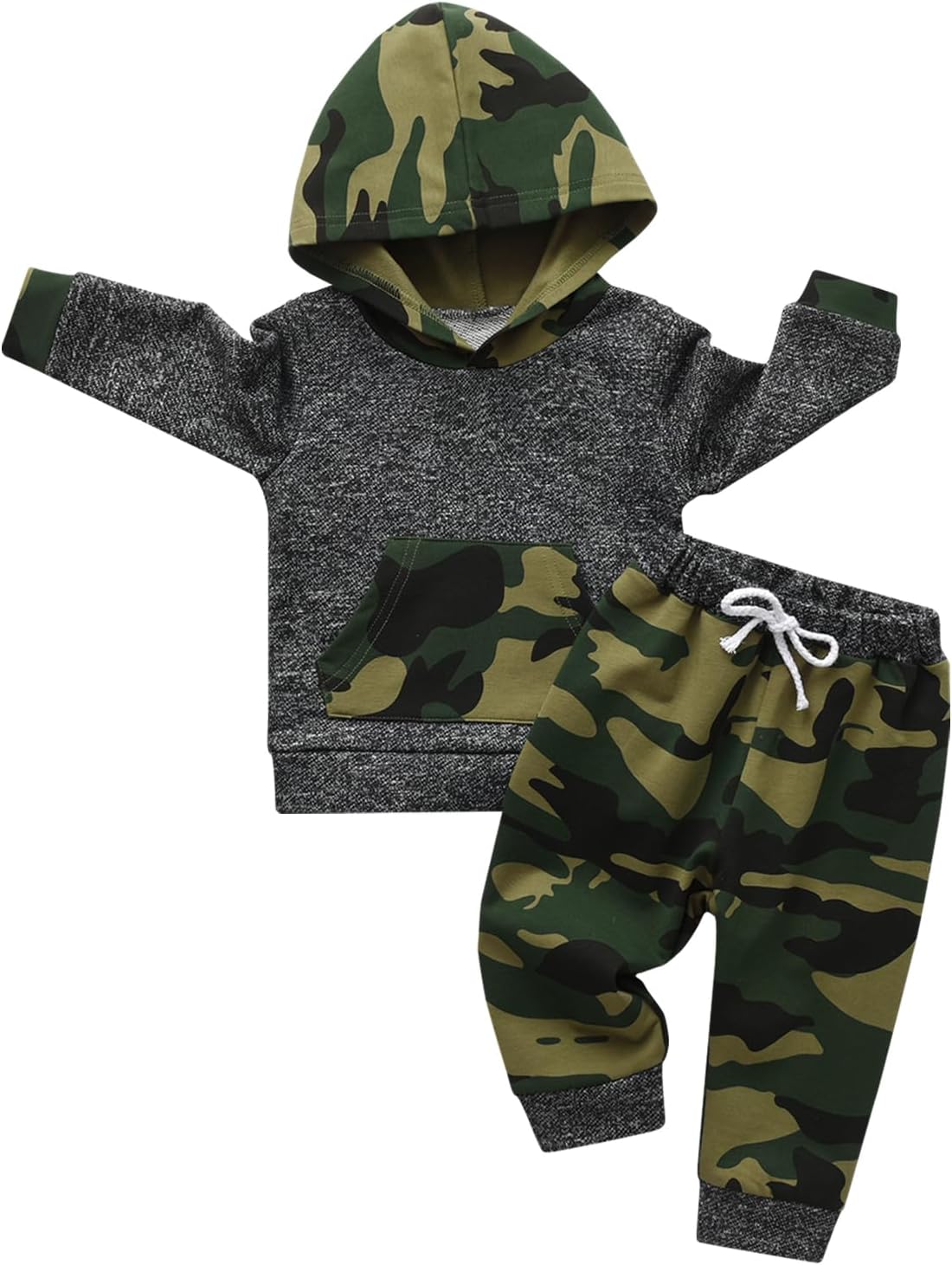 Derouetkia Toddler Boys Cartoon Bear hoodie pants set