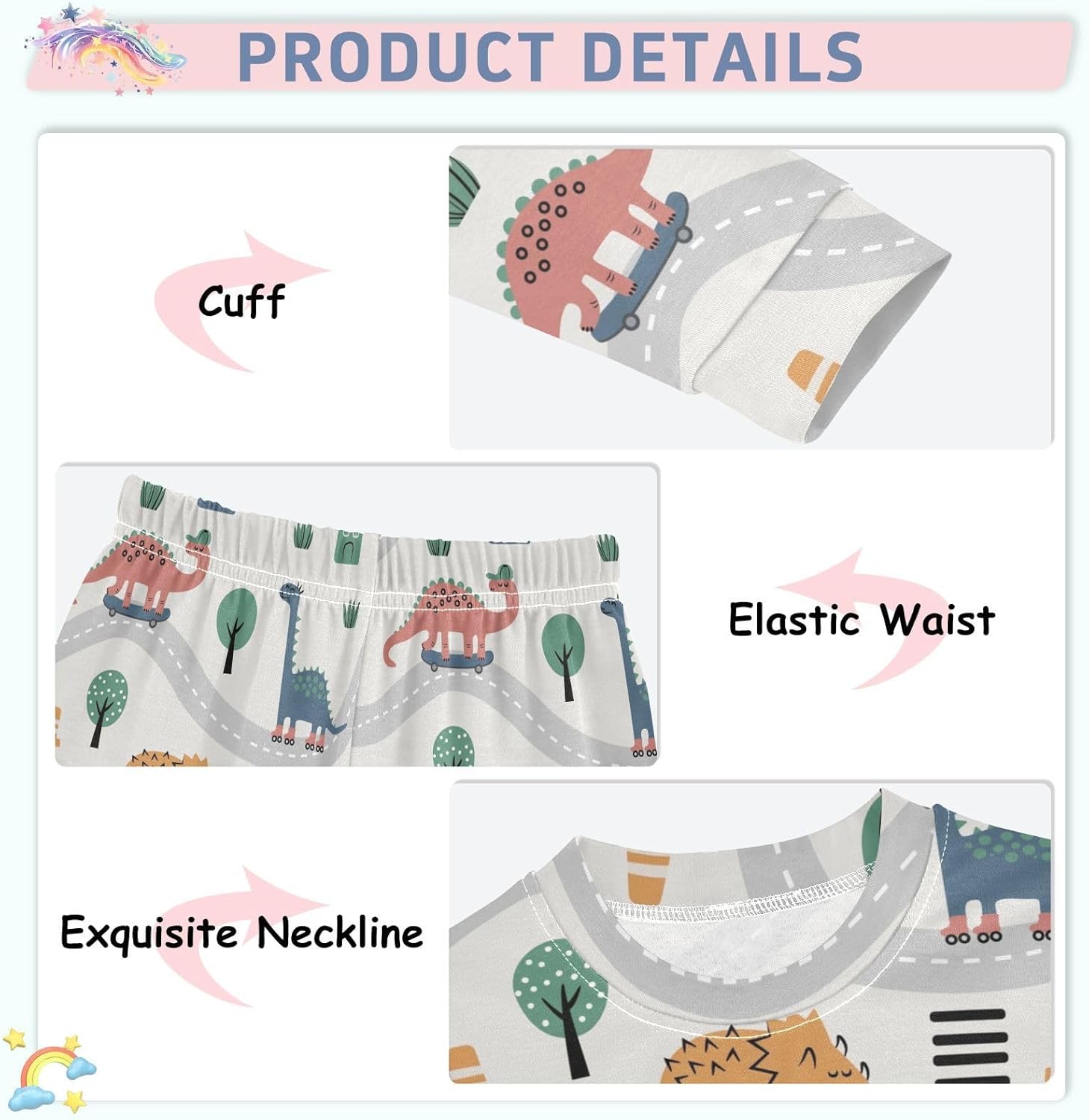 WIFIU Soft Cotton Pajama Set for Kids 18M-8Y