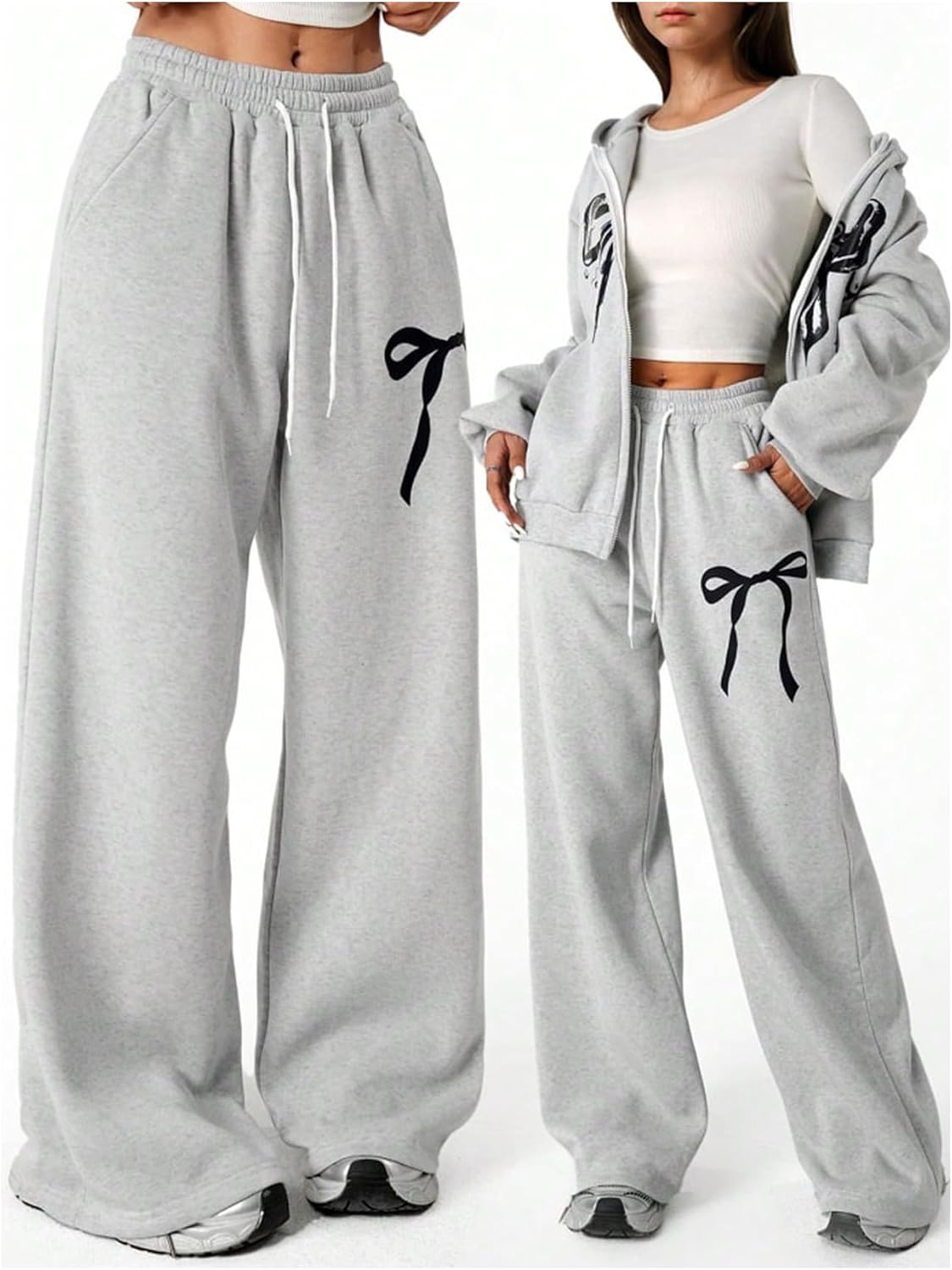 Verdusa Girls Bowknot Baggy Sweatpants