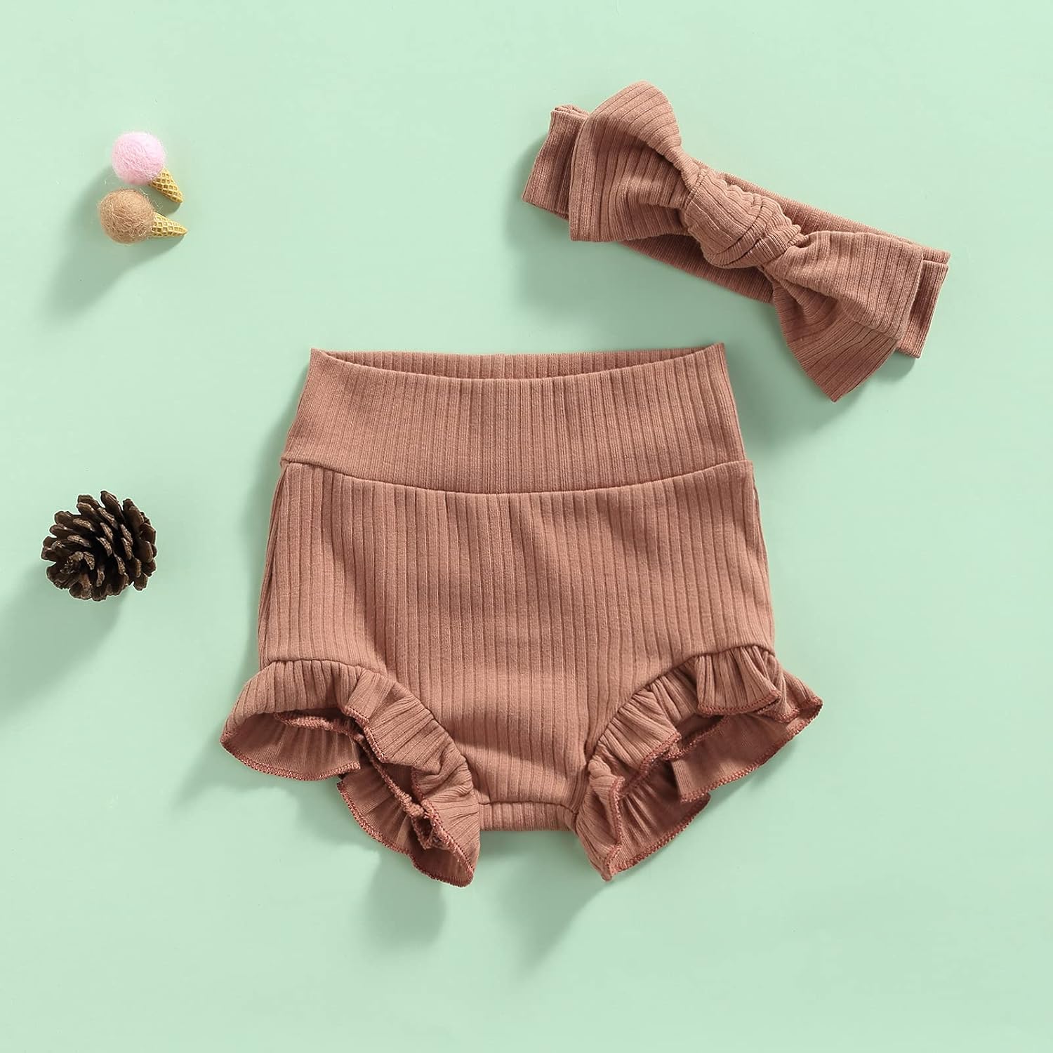 Newborn Boy Girl Ruffle Bloomers Diaper Cover Headband