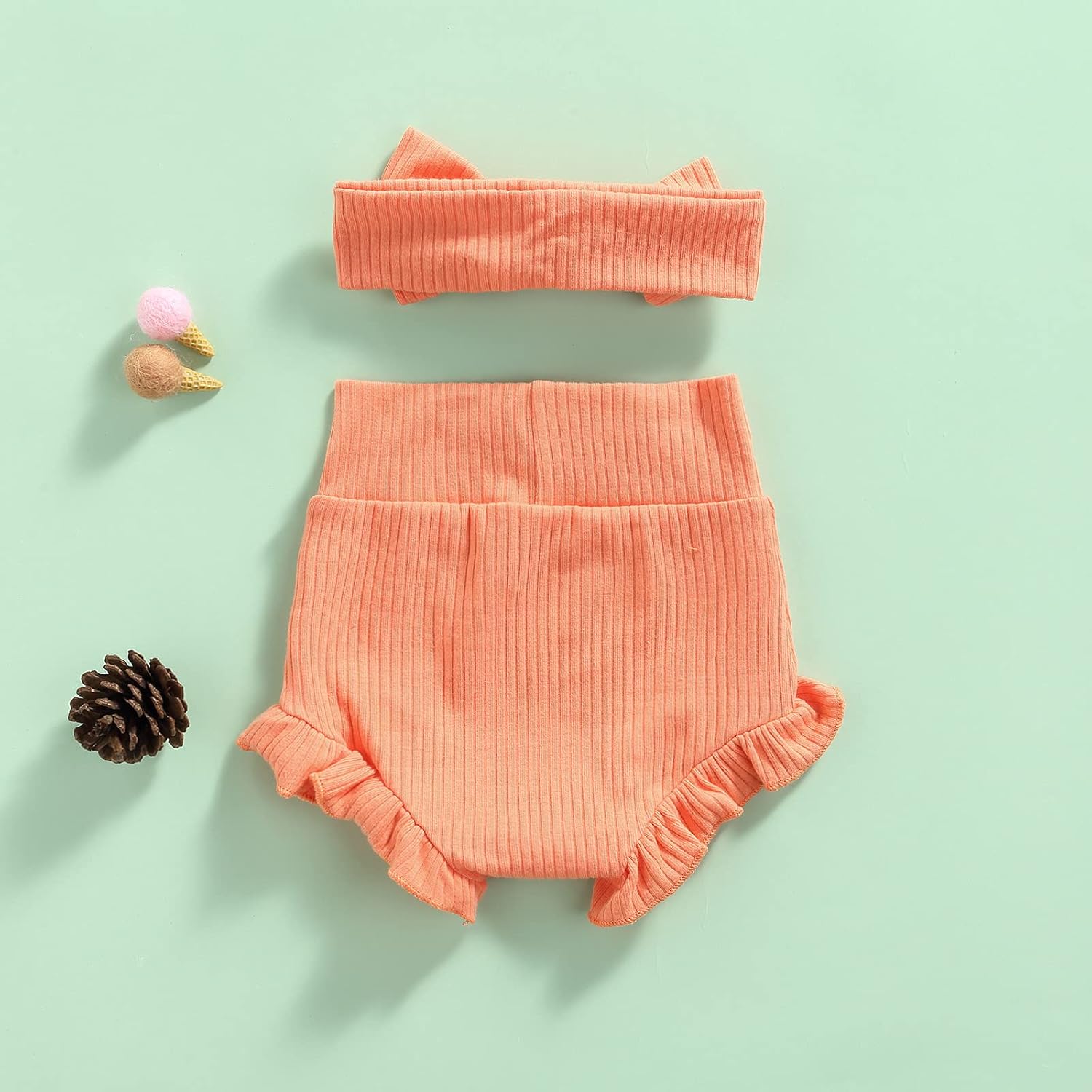 Newborn Baby Ruffle Bloomers Headband Set