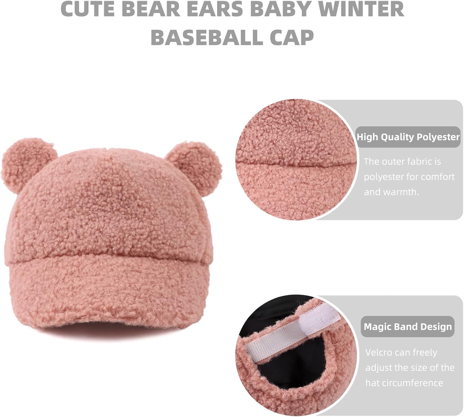 Winter Fleece Baseball Cap for Babies - Soft Warm for Toddler Kids