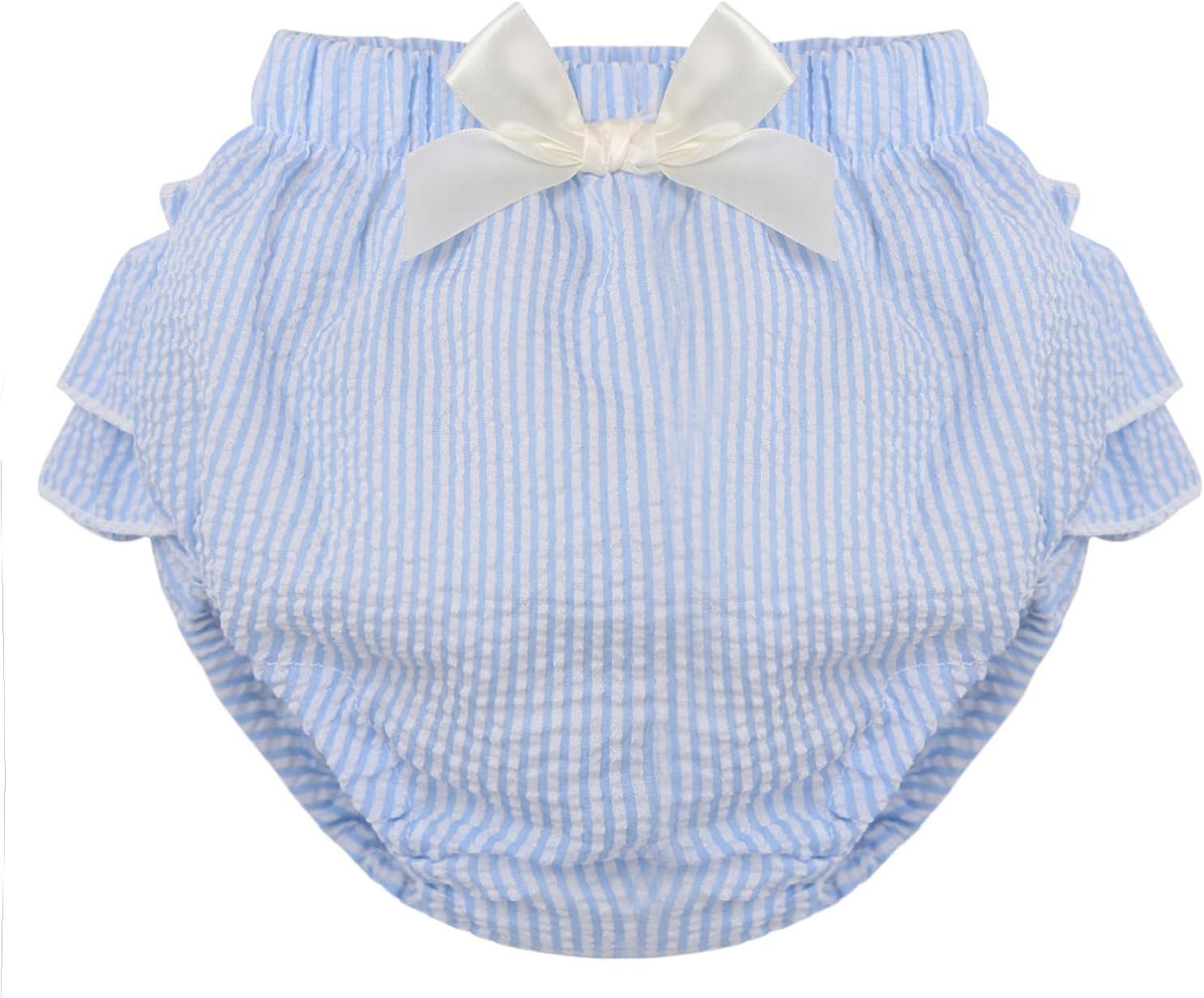 Cute Diapers Soft Breathable Ruffled Plaid Bloomers for Newborns