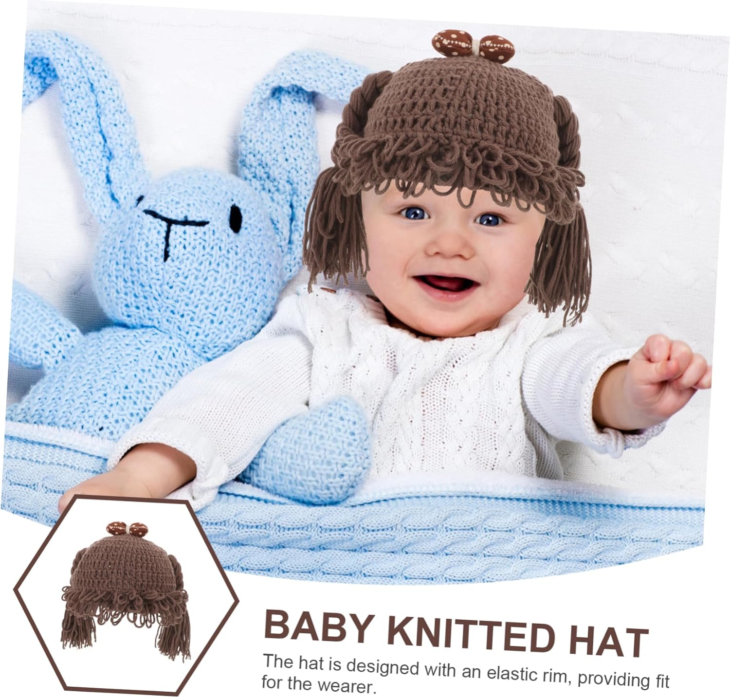 Veemoon Handmade Baby Knitted Winter Warm Braided Hat for Girls