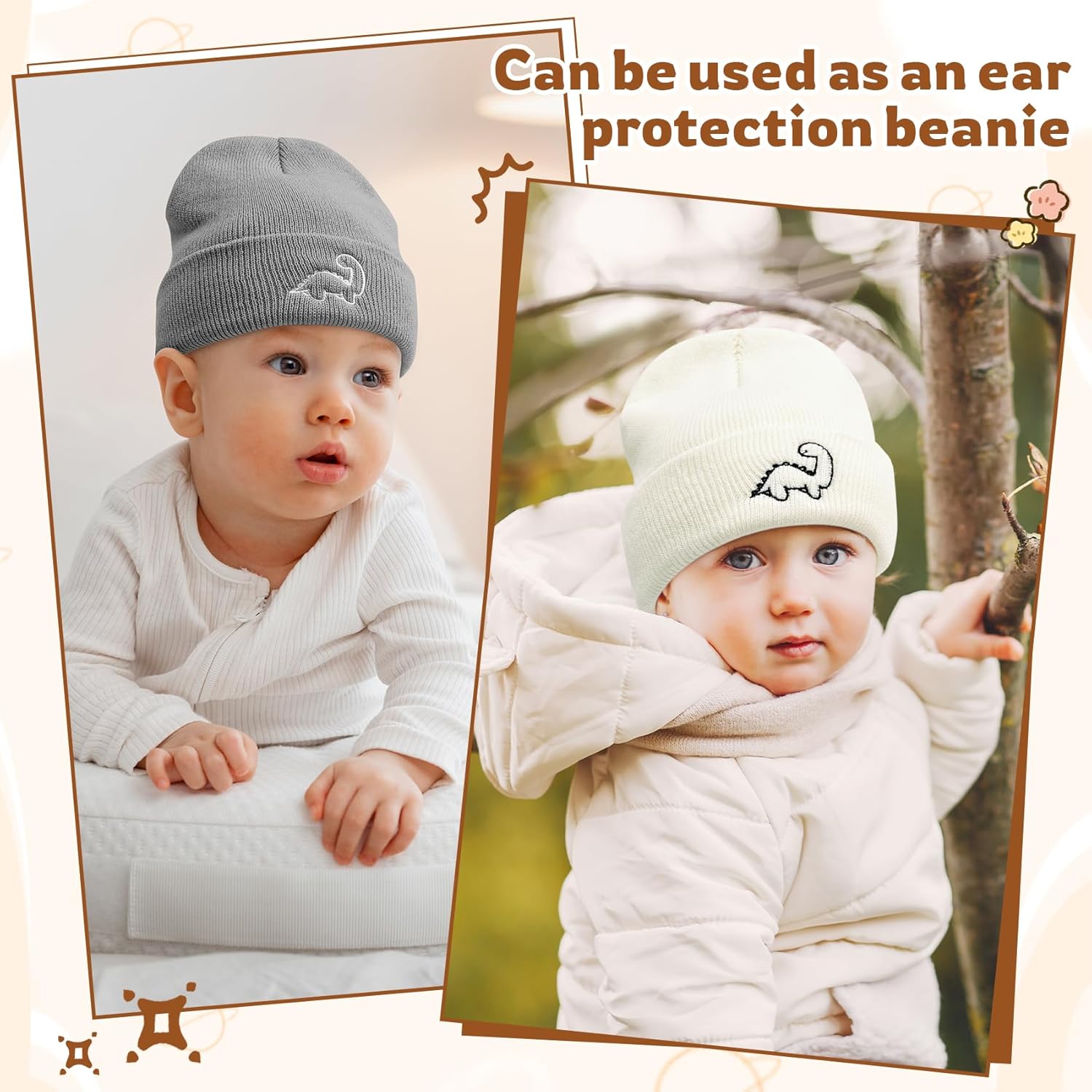 Cute Warm Dinosaur Toddler Beanie 3-Pack