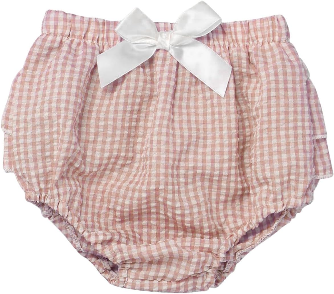 Yartina Infant Baby Ruffled Plaid Diaper Cover Shorts