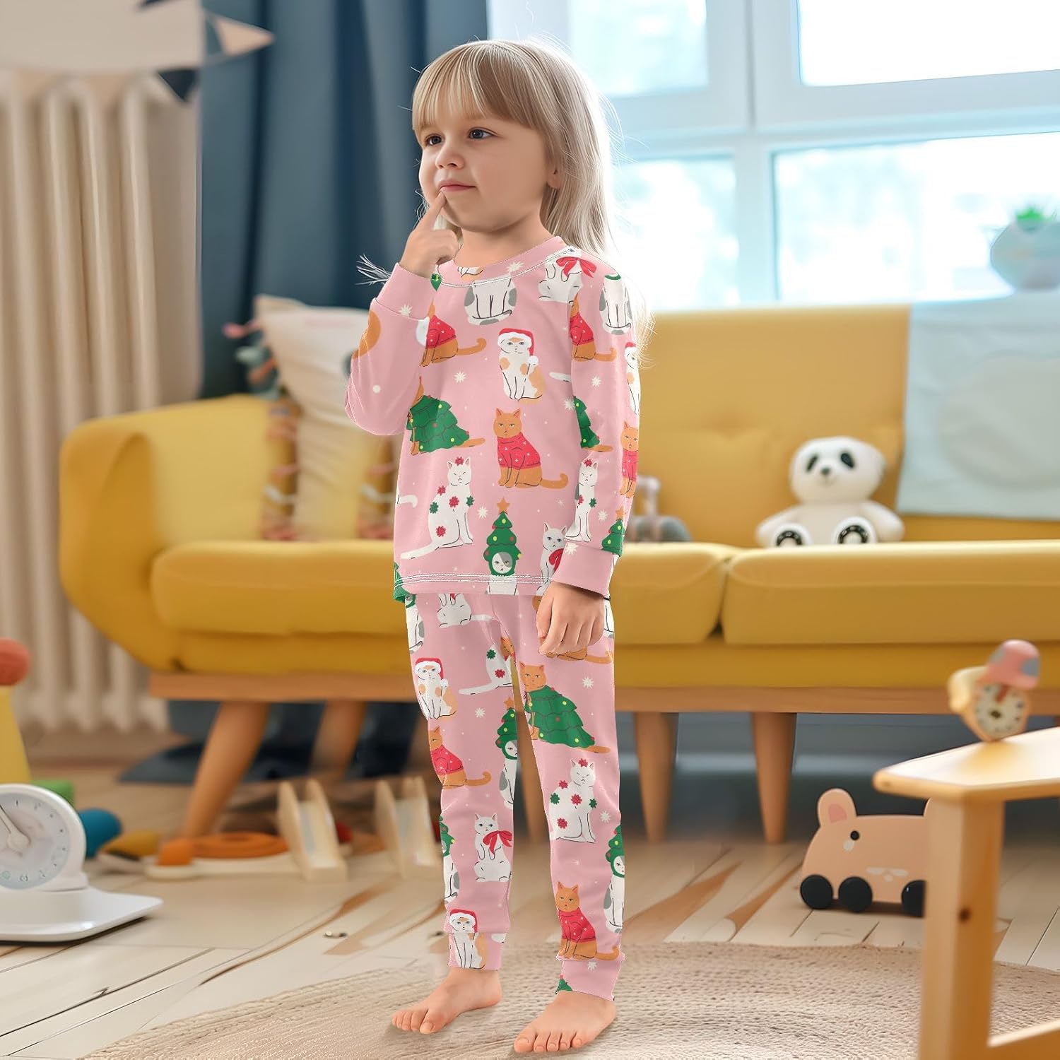 WIFIU 2 Piece Long Sleeve Pajama Set for Kids