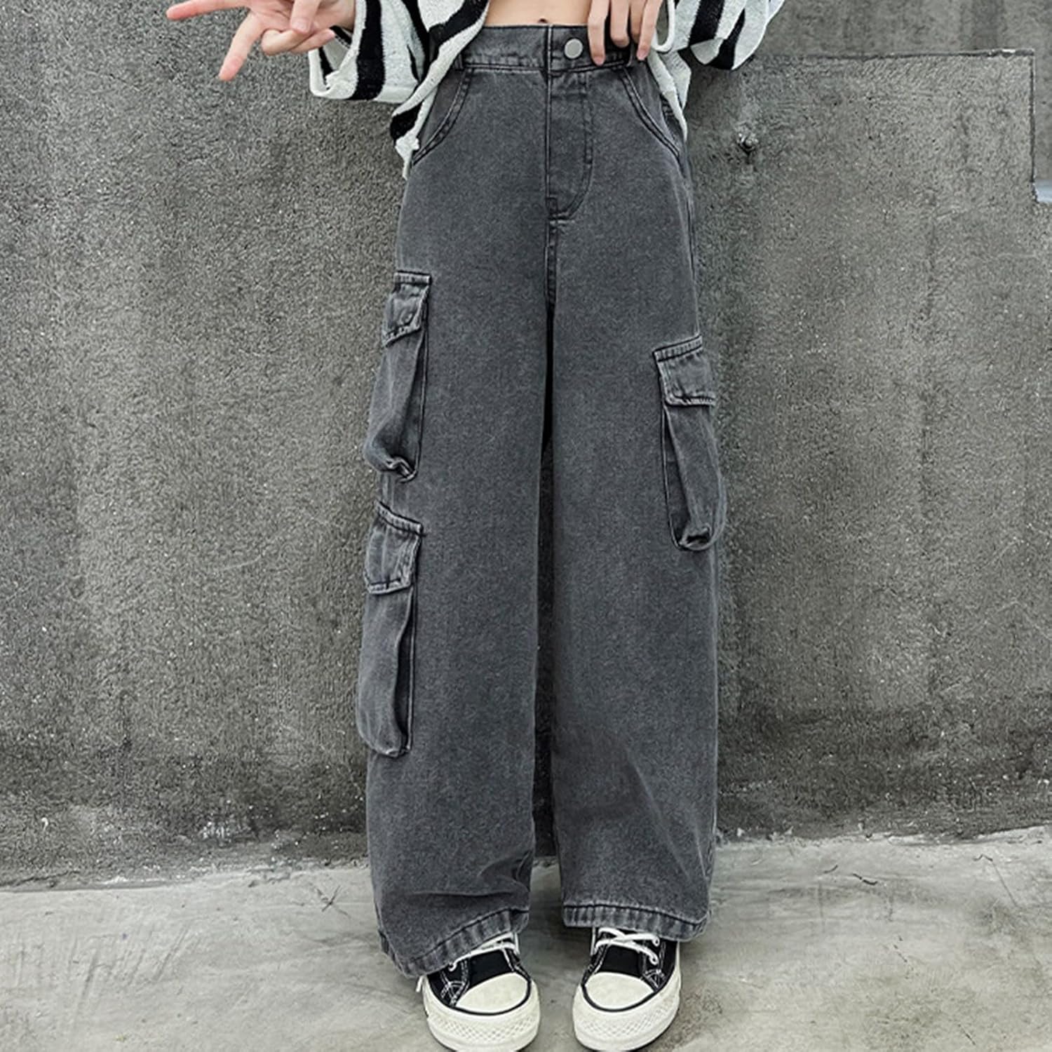 Denim Cargo Pants for Girls - Preppy Trendy and Comfortable