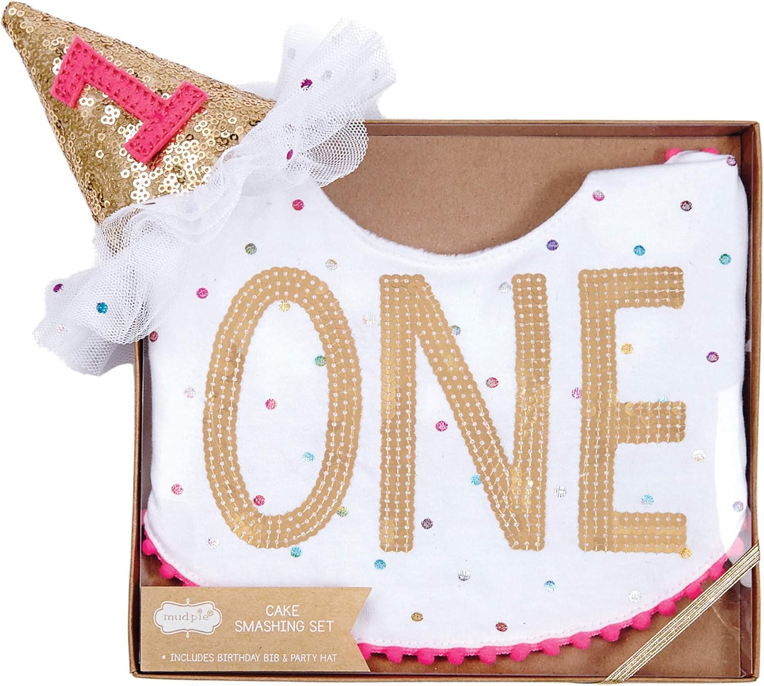 Mud Pie printed jersey bib set for boys