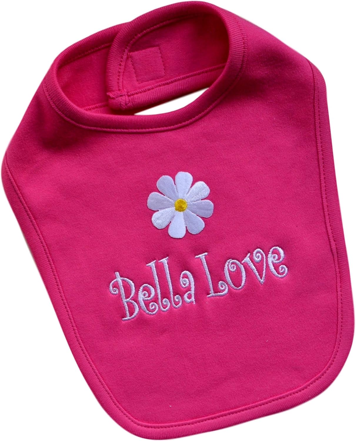 Personalized Baby Girl Bib and Matching Daisy Hat for Newborn Girls