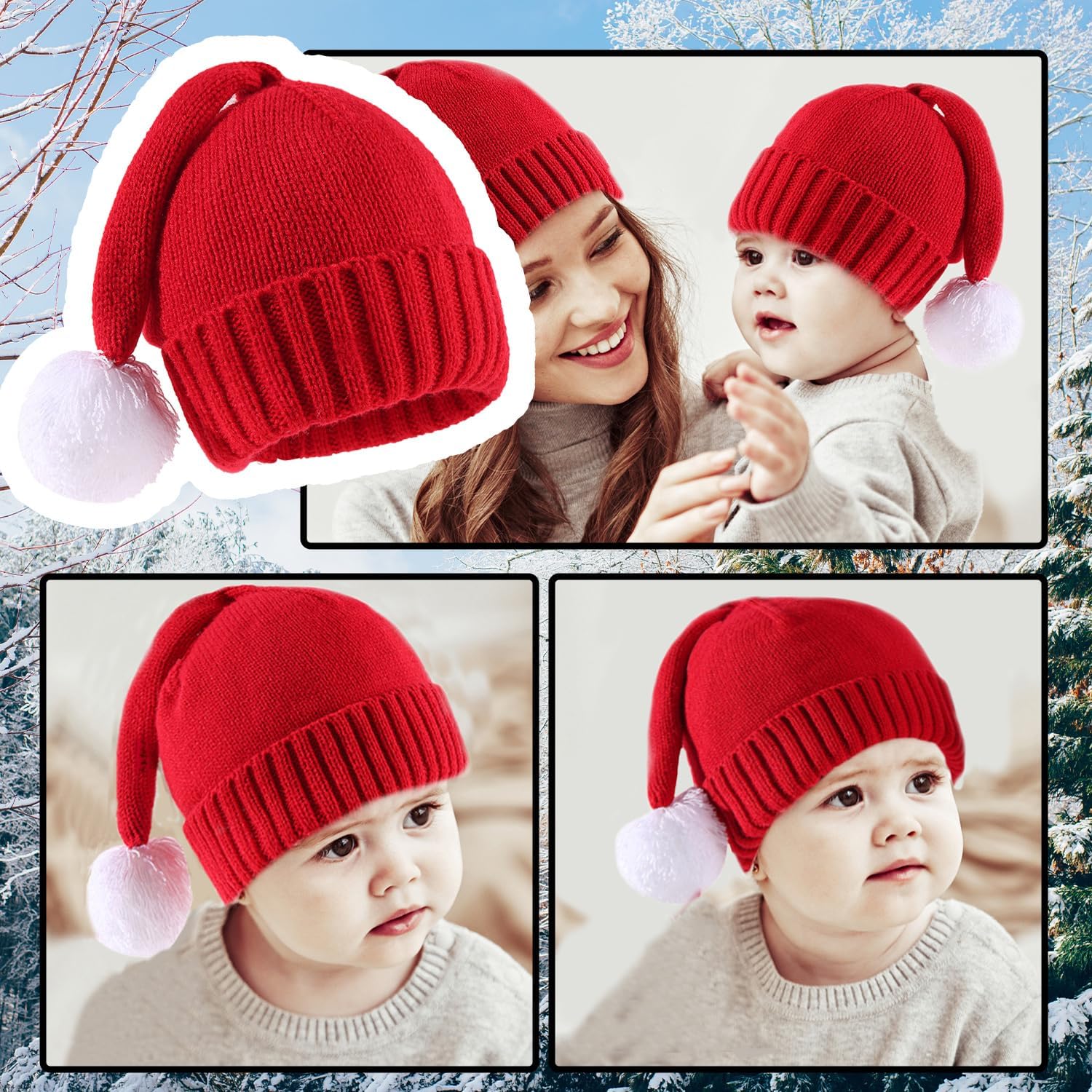 Ypser Infant Baby Knitted Beanie Crochet Cap Christmas Deer Hat with Bow
