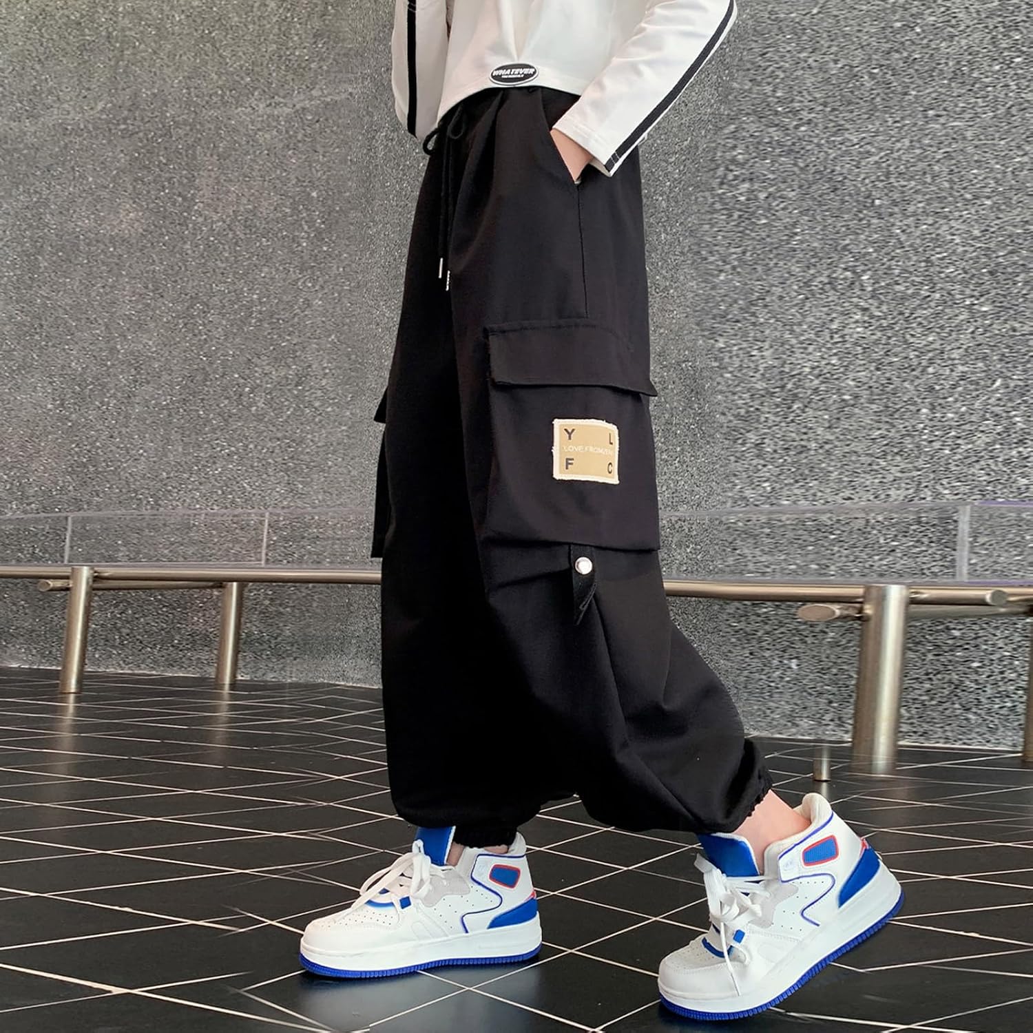 MEILONGER Girls Cargo Pants 100 Cotton Sweatpants