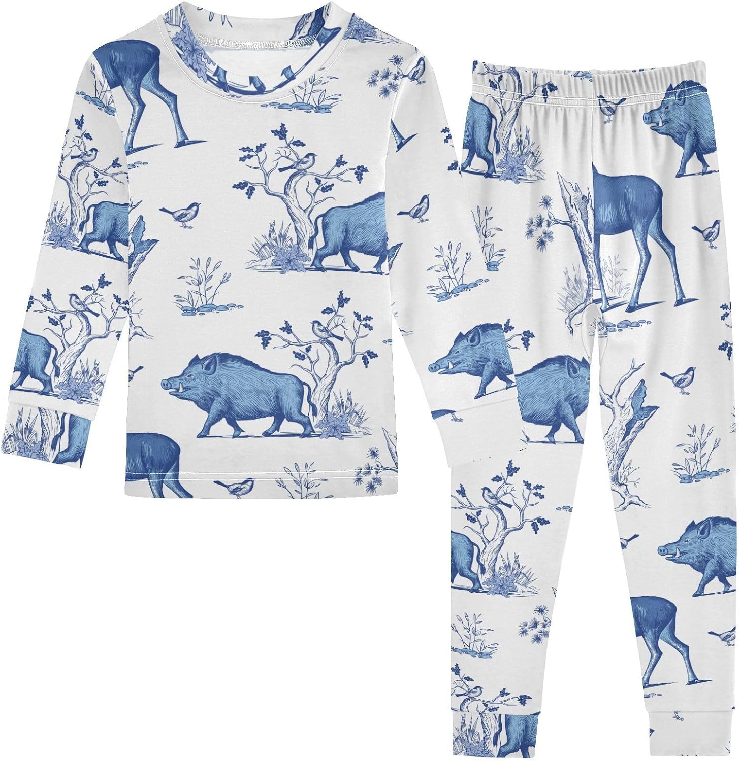 WIFIU Pajama Set Long Sleeve Top and Pants 1