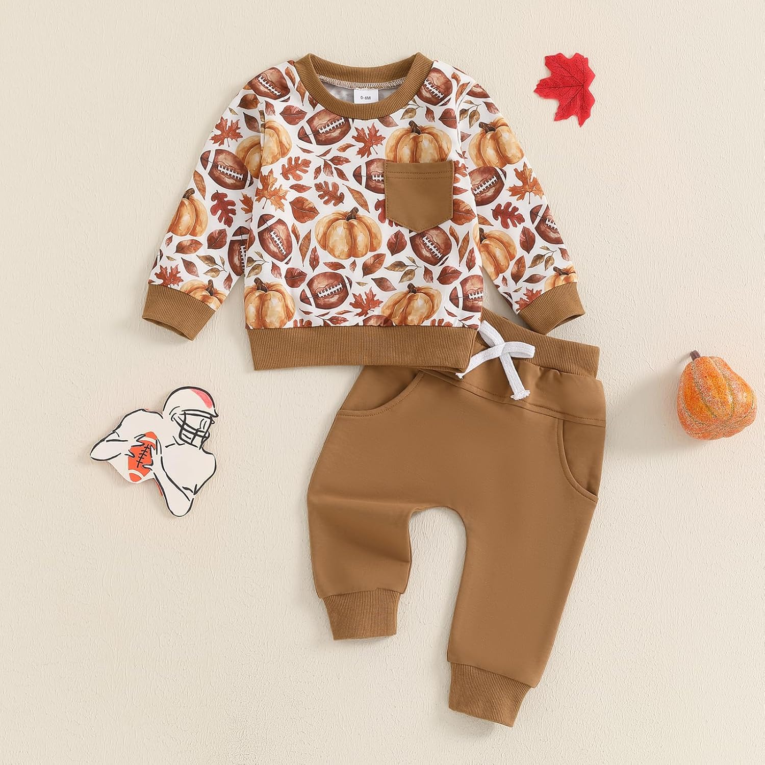PENNSOY Halloween Toddler Boys Rugby Long Sleeve Set