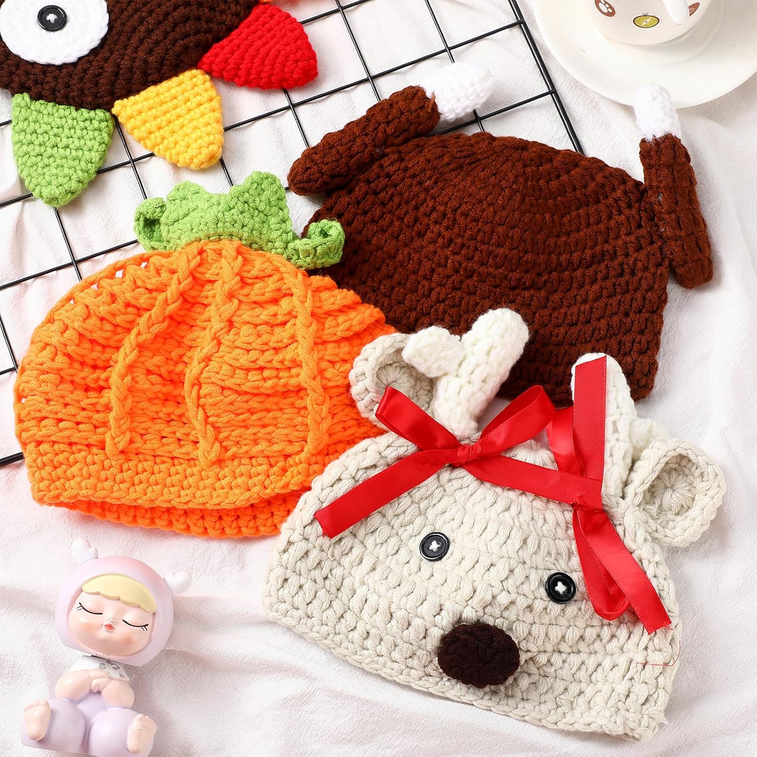 6-Piece Halloween Baby Crochet Beanie Set