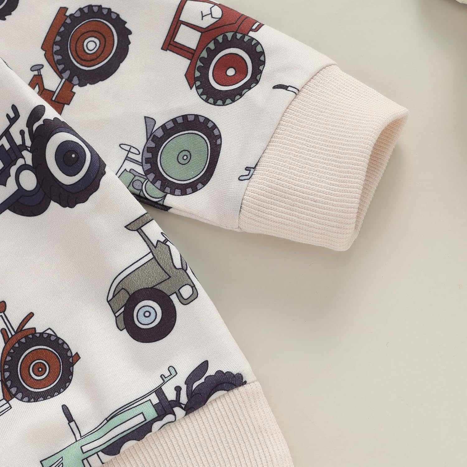 Muasaaluxi Toddler Boy Outfit Rustic Tractor Sweater Joggers